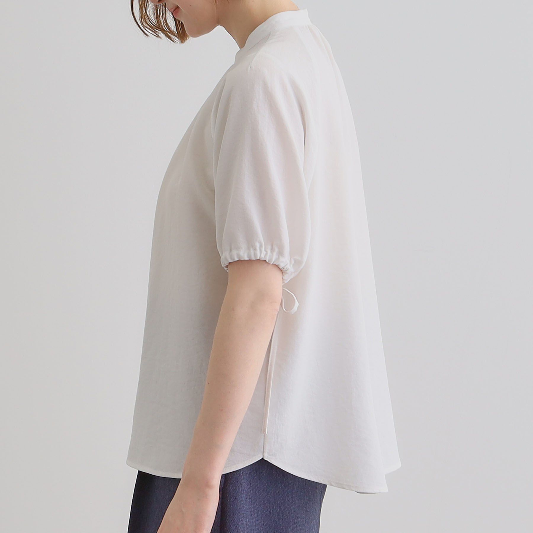 grove「【洗える・シワになりにくい】麻調スリーブドロストブラウス」|シャツ・ブラウス|