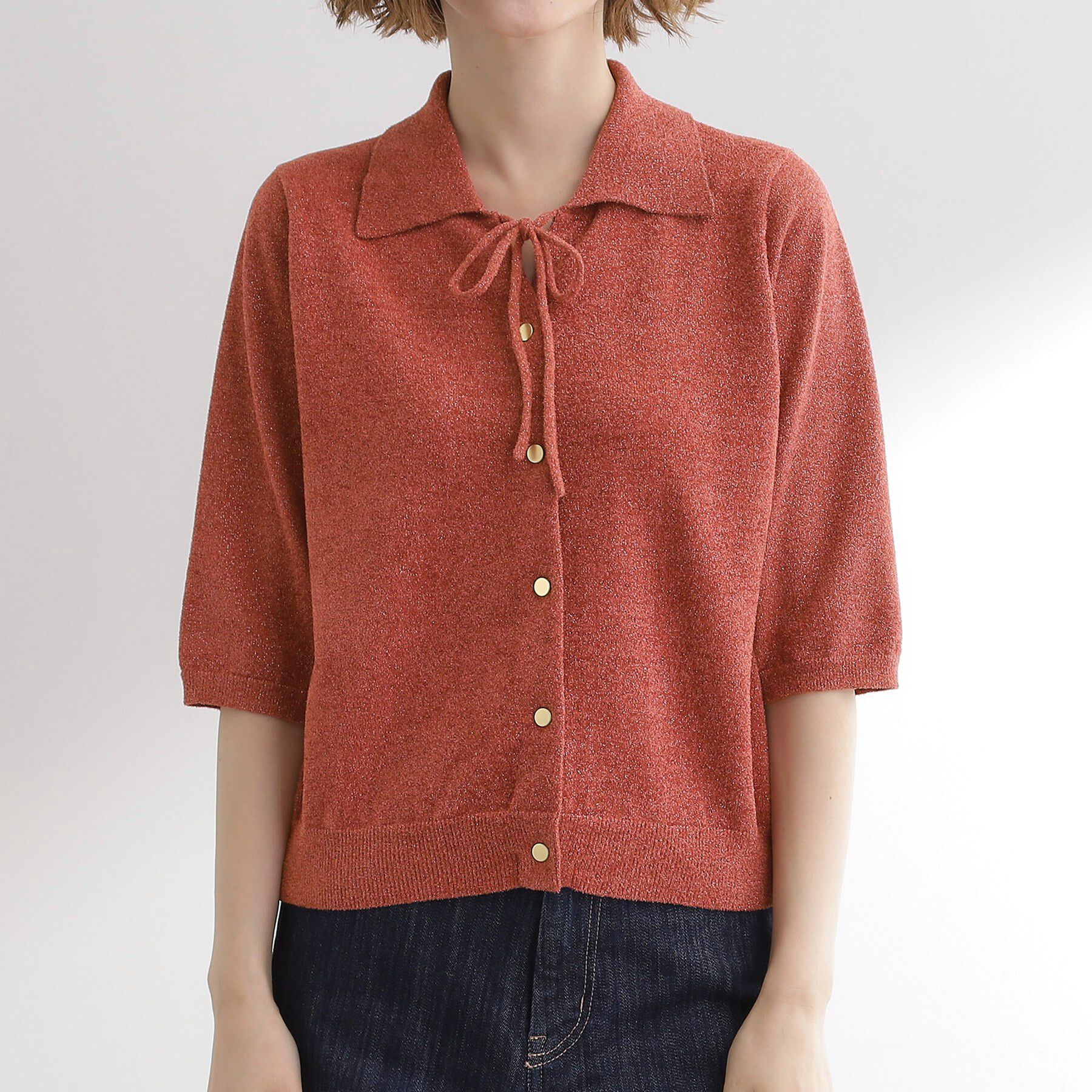 grove「華やぐラメモールで秋先取り　衿付きプルオーバーニット」|ニット・セーター|