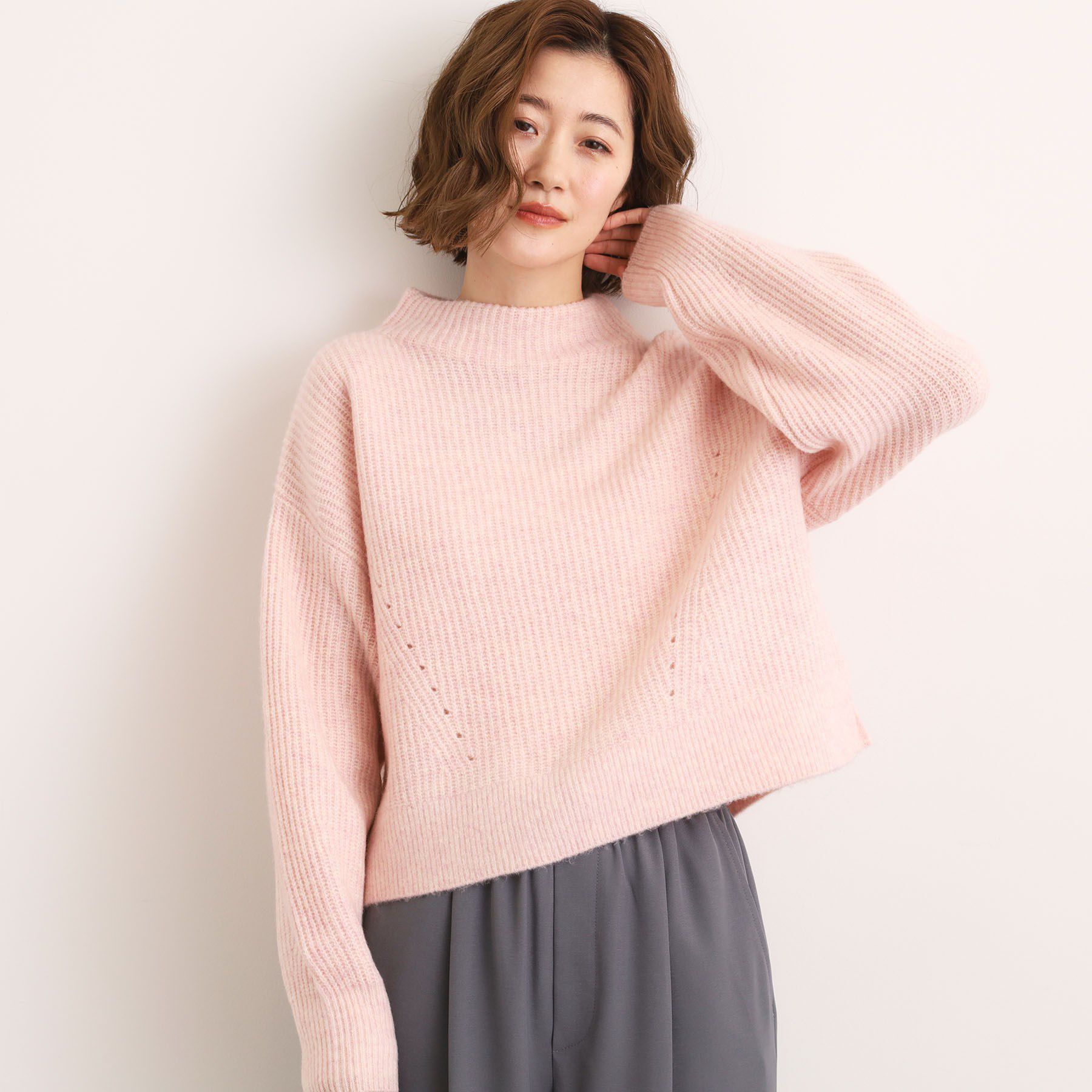 grove「【洗える】ふんわりウール混ボトルネックニット」|ニット・セーター|