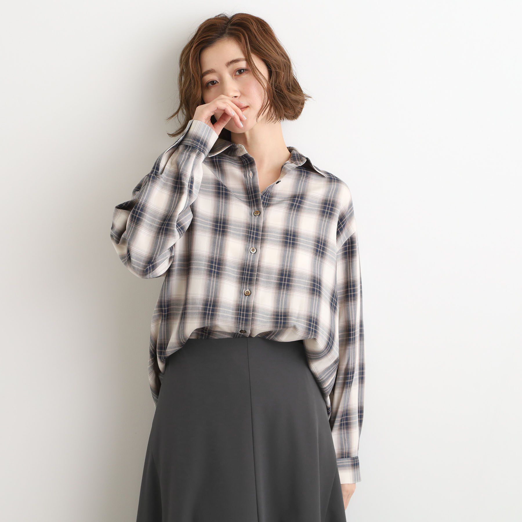grove「今の季節にちょうどいい　オンブレーチェックシャツ」|シャツ・ブラウス|オフチェック(203