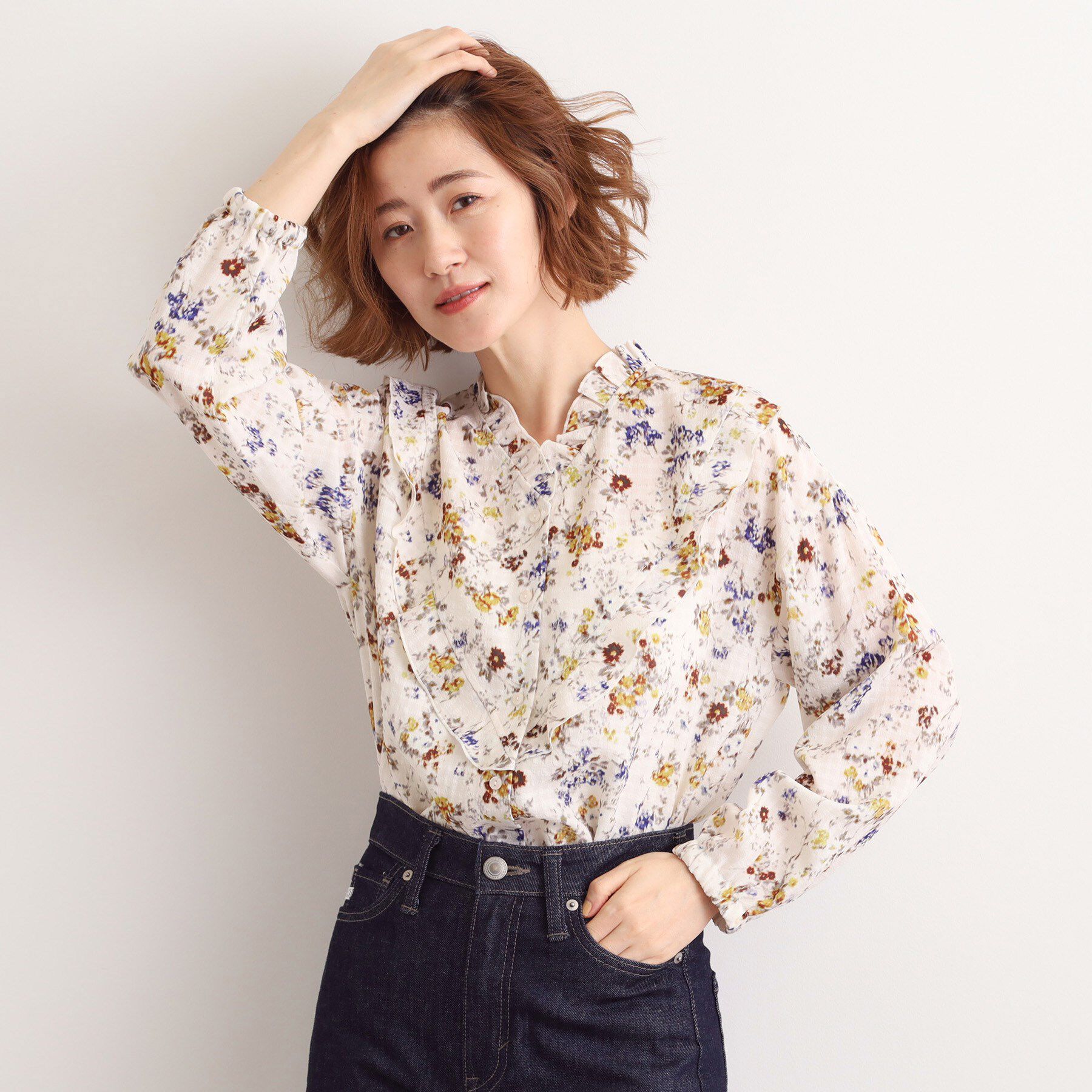 grove「カスリフラワープリントブラウス」|シャツ・ブラウス|