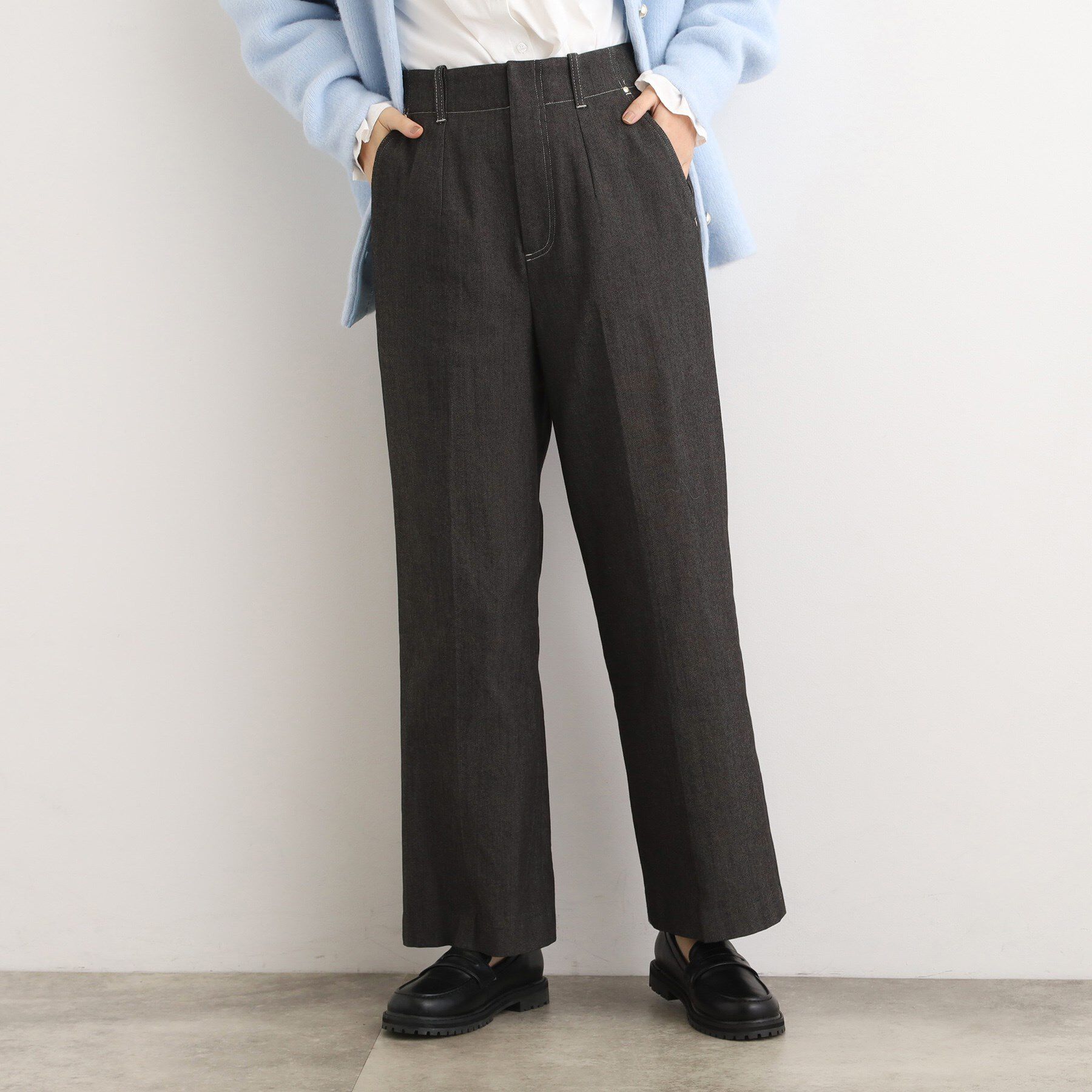 grove「【あったか裏起毛】デニムライクストレートワイドパンツ」|その他|ブラック(019)