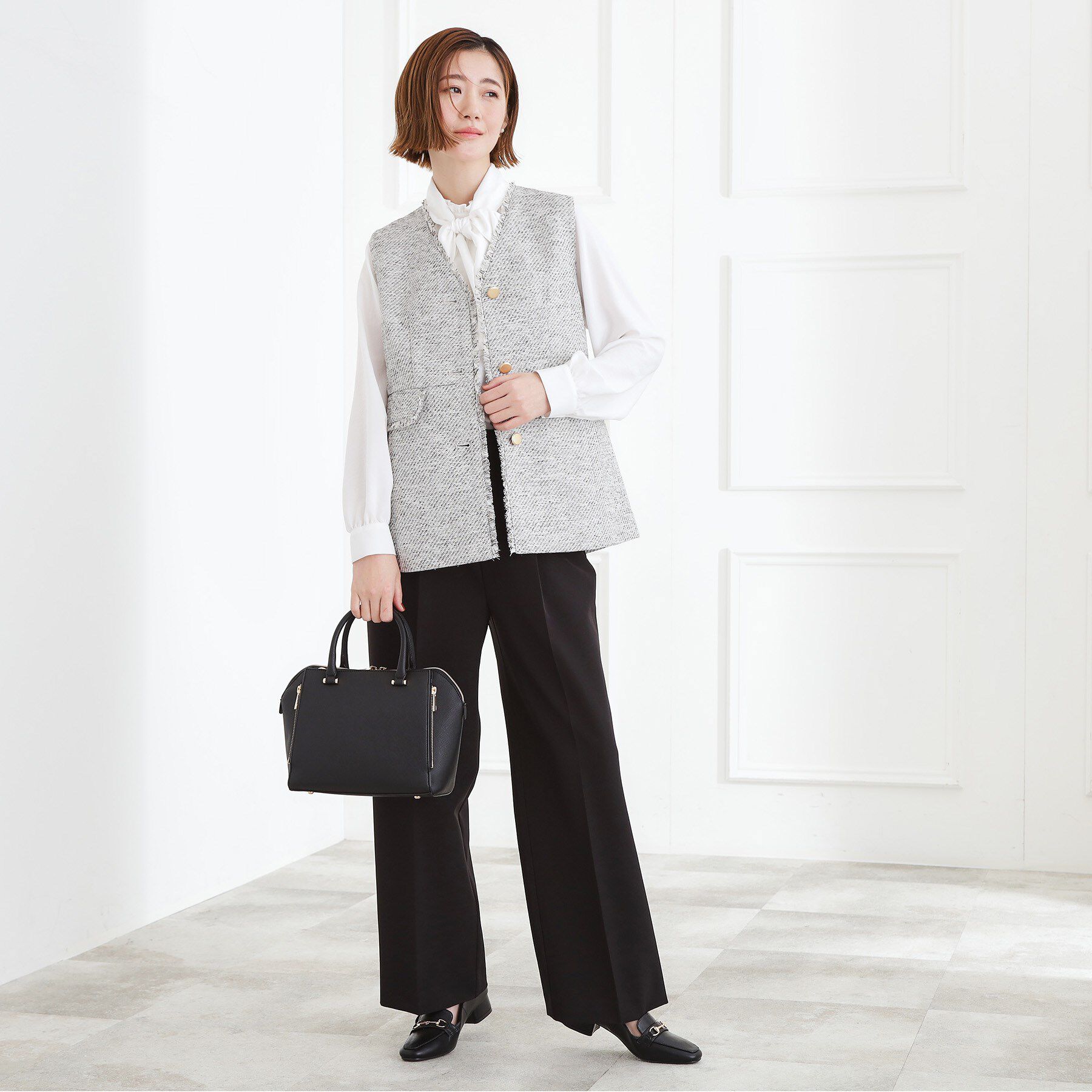 grove「【人間工学】タテZipバーハンドル2WAYトート」|トートバッグ|