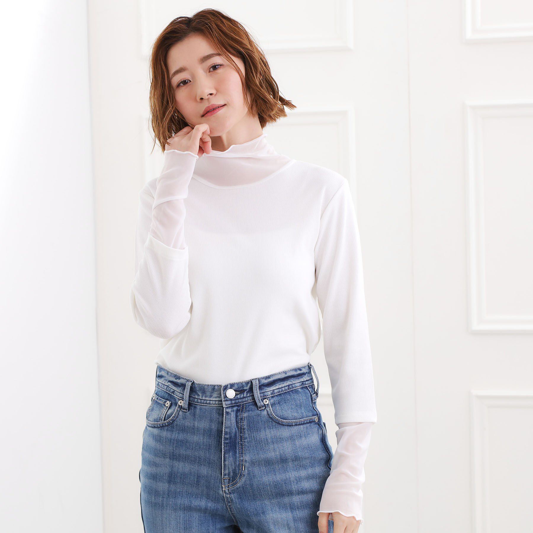 grove「シアー切替ハイネックプルオーバー」|Tシャツ・カットソー|