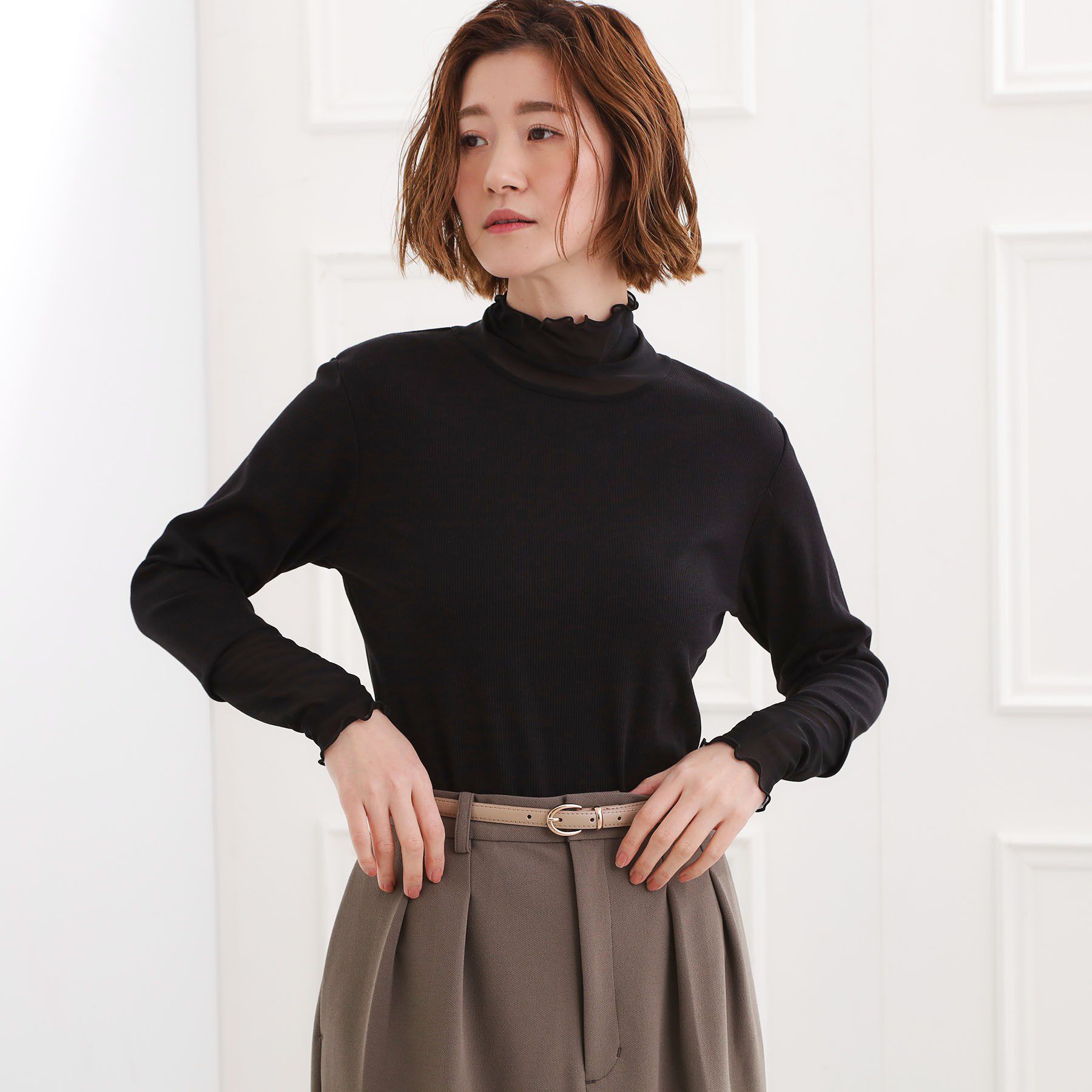 grove「シアー切替ハイネックプルオーバー」|Tシャツ・カットソー|