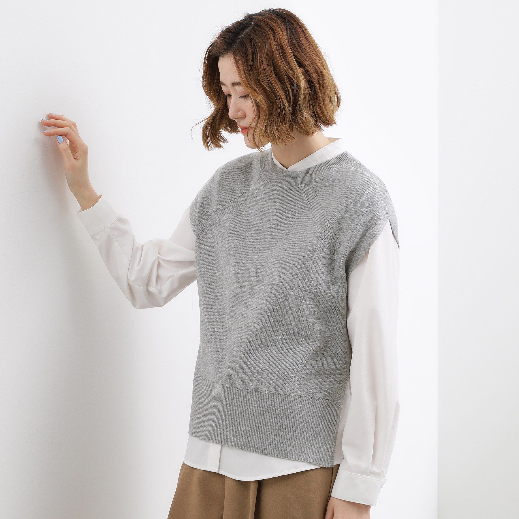 grove「【2点SET】一枚でコーデが決まる！ニットベスト&times;シャツSET」|シャツ・ブラウス|