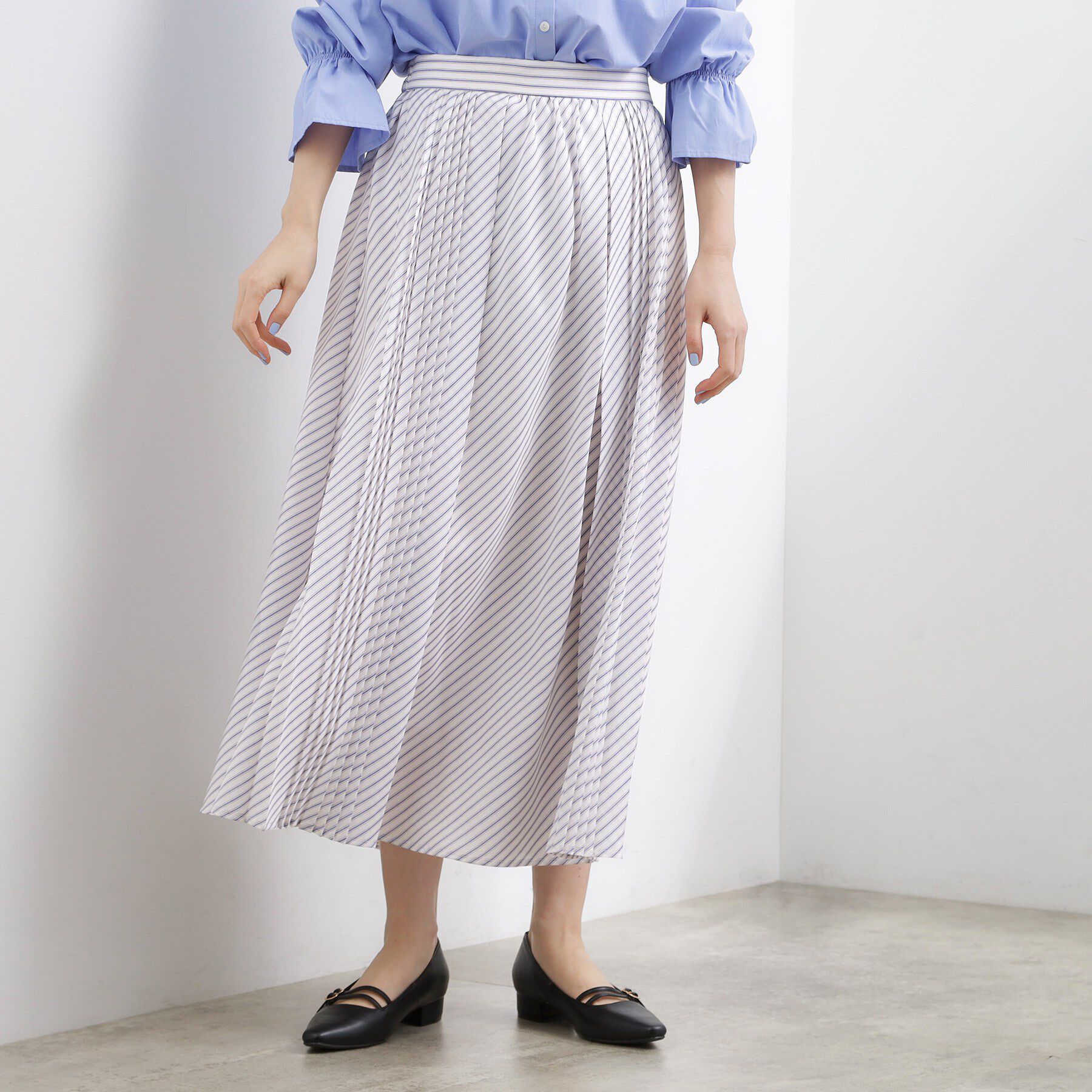 grove「動くたびに表情が生まれる　軽やかストライププリーツスカート」|スカート|オフストライプ(30