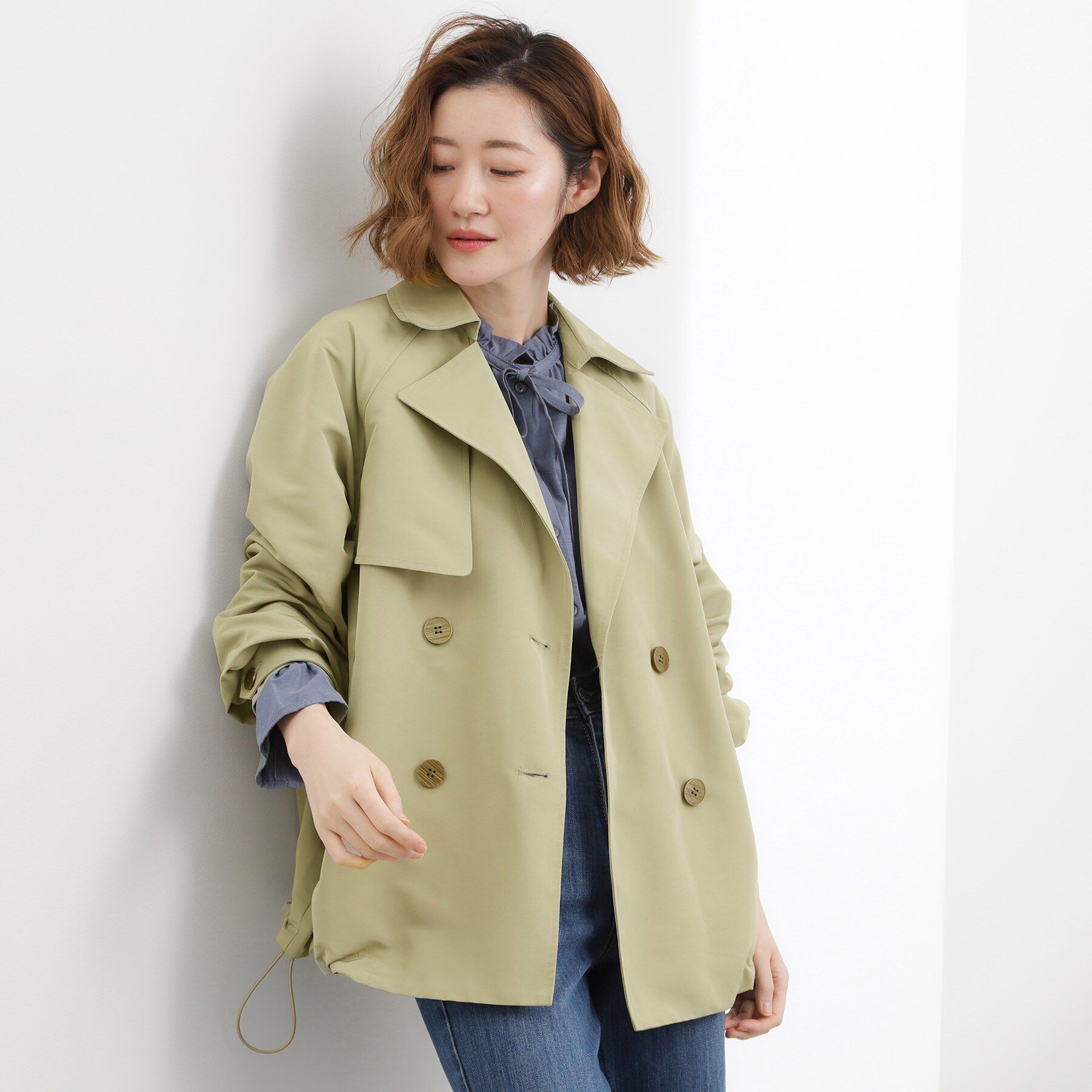 grove「【撥水／シルエット2WAY】軽やかミドルトレンチコート」|トレンチコート|