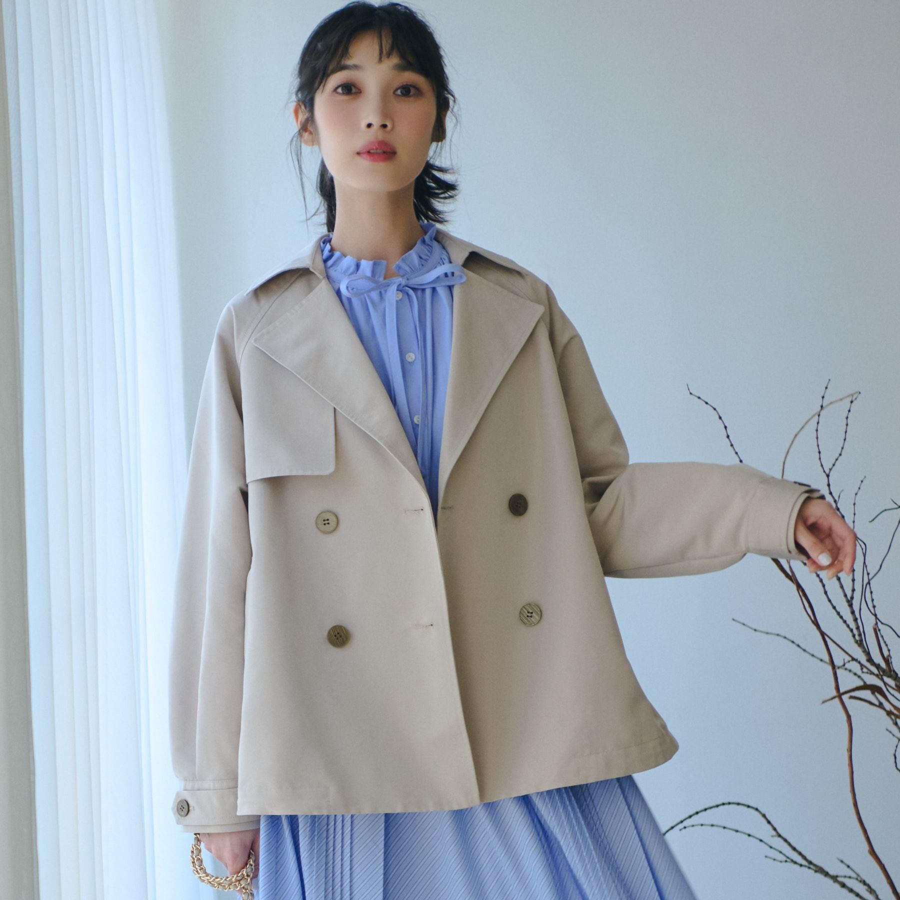 grove「【撥水／シルエット2WAY】軽やかミドルトレンチコート」|トレンチコート|