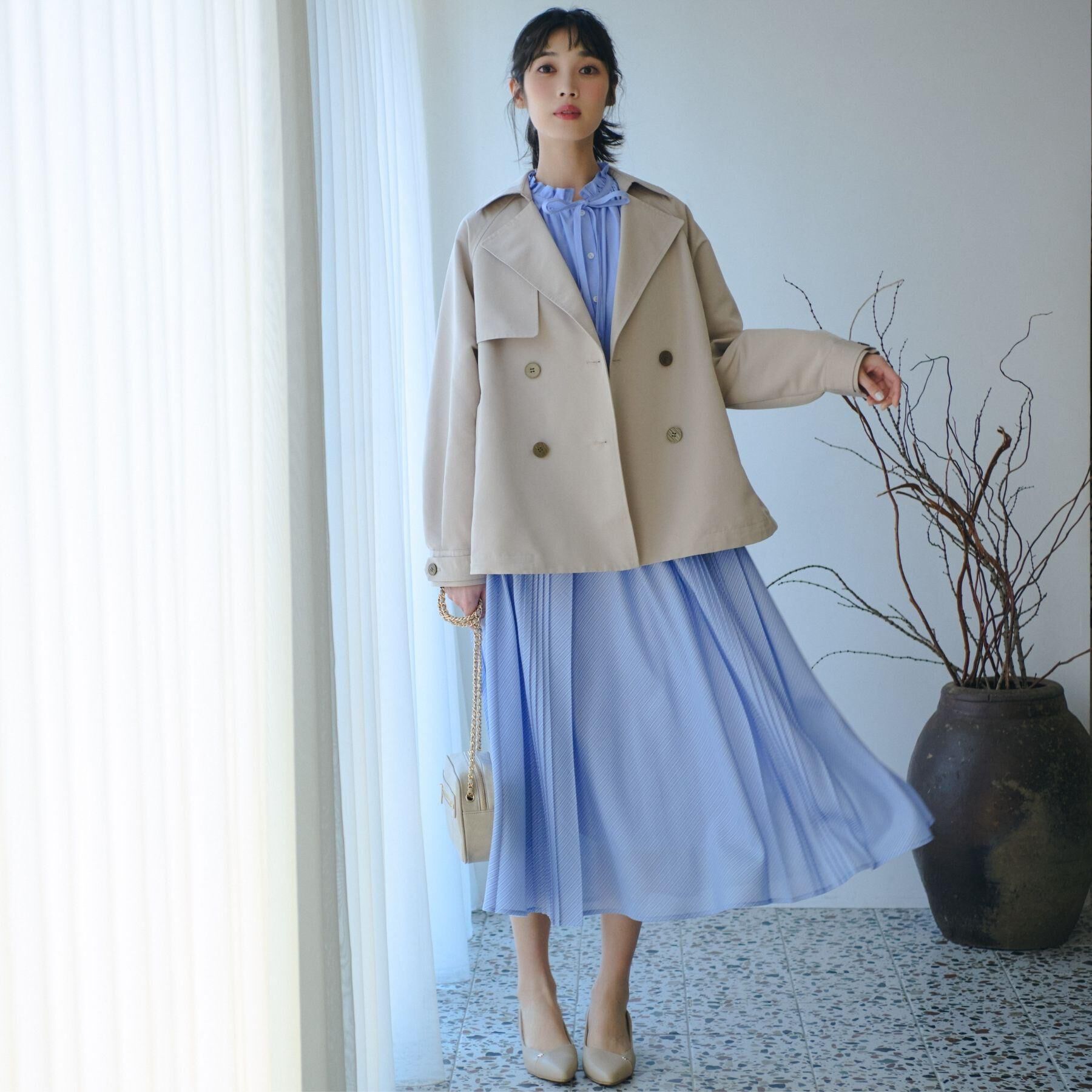 grove「【撥水／シルエット2WAY】軽やかミドルトレンチコート」|トレンチコート|