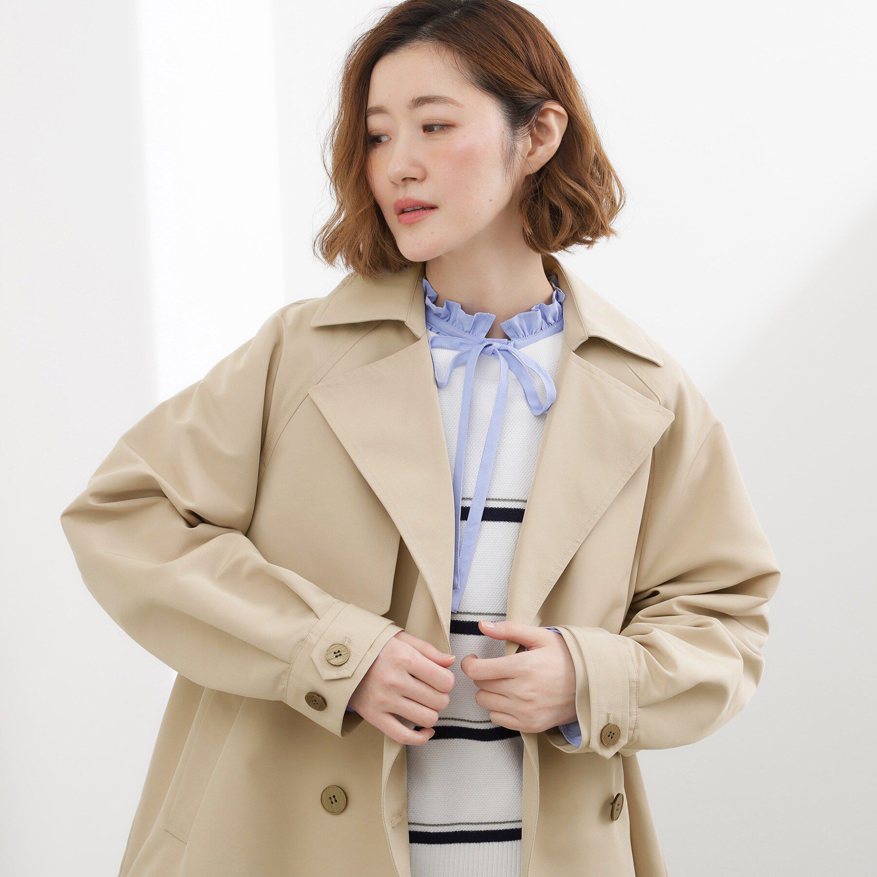 grove「【撥水／シルエット2WAY】軽やかミドルトレンチコート」|トレンチコート|