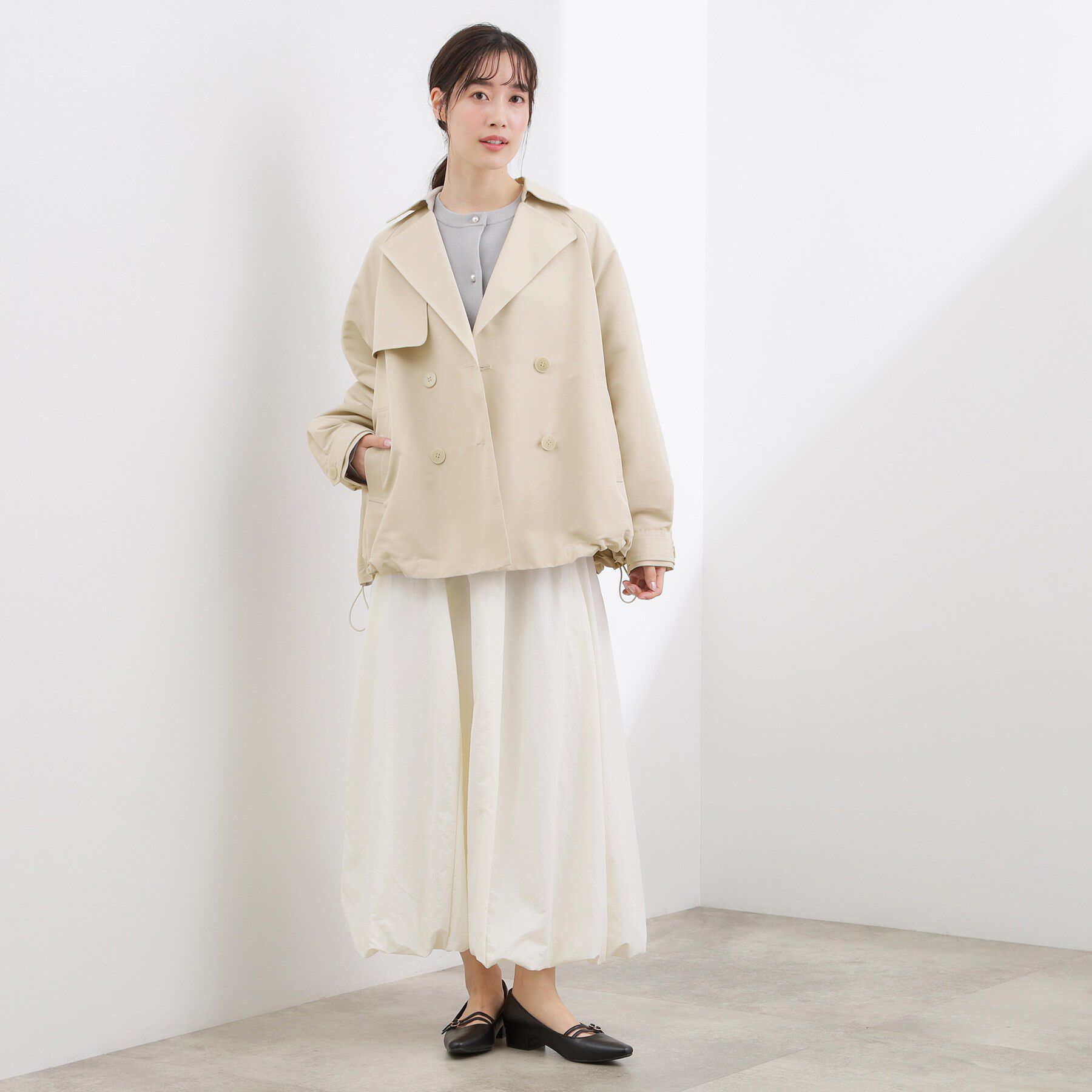 grove「【撥水／シルエット2WAY】軽やかミドルトレンチコート」|トレンチコート|