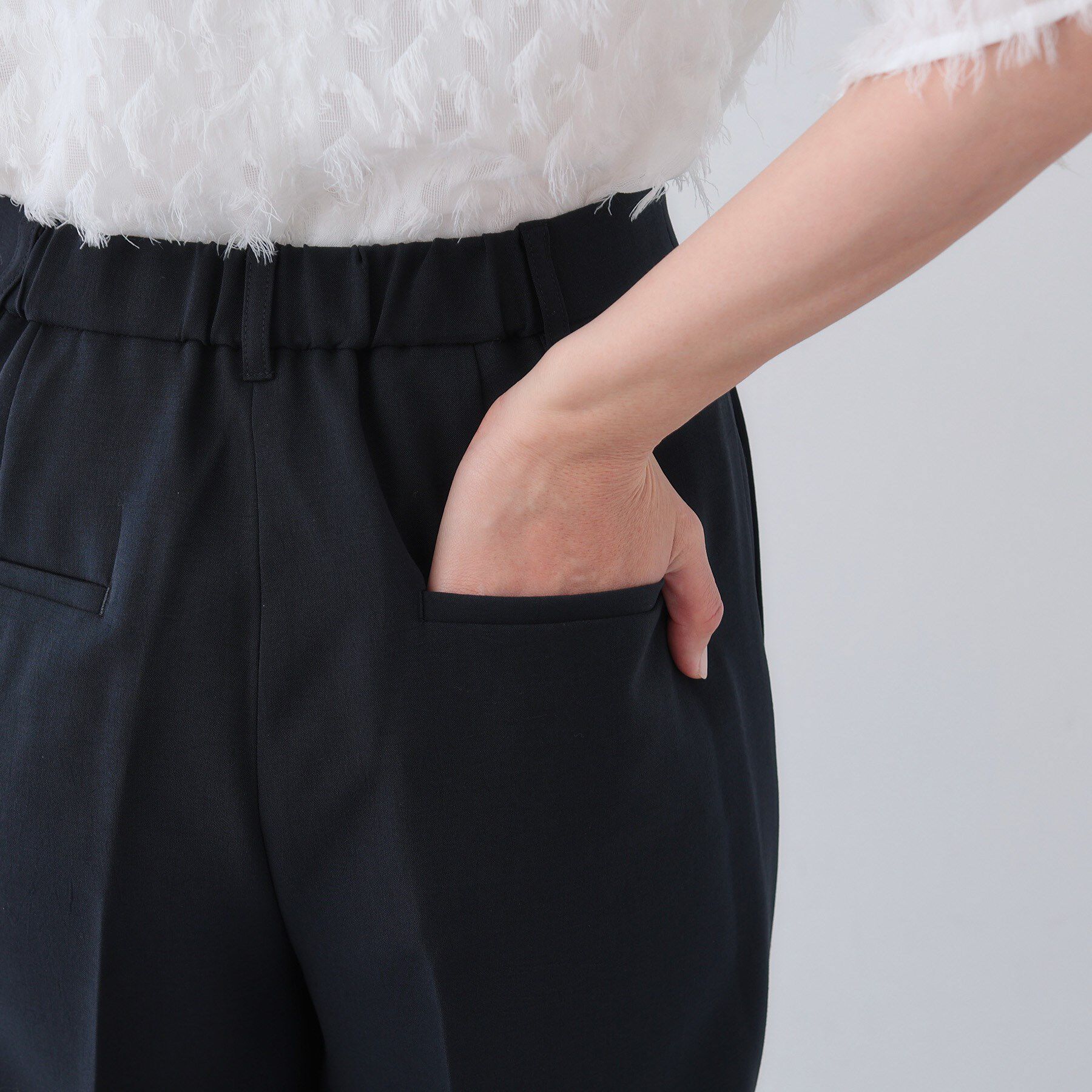 INDIVI「【洗える／UVケア／SETUP可能】ウール調ワイドパンツ」|スーツ|