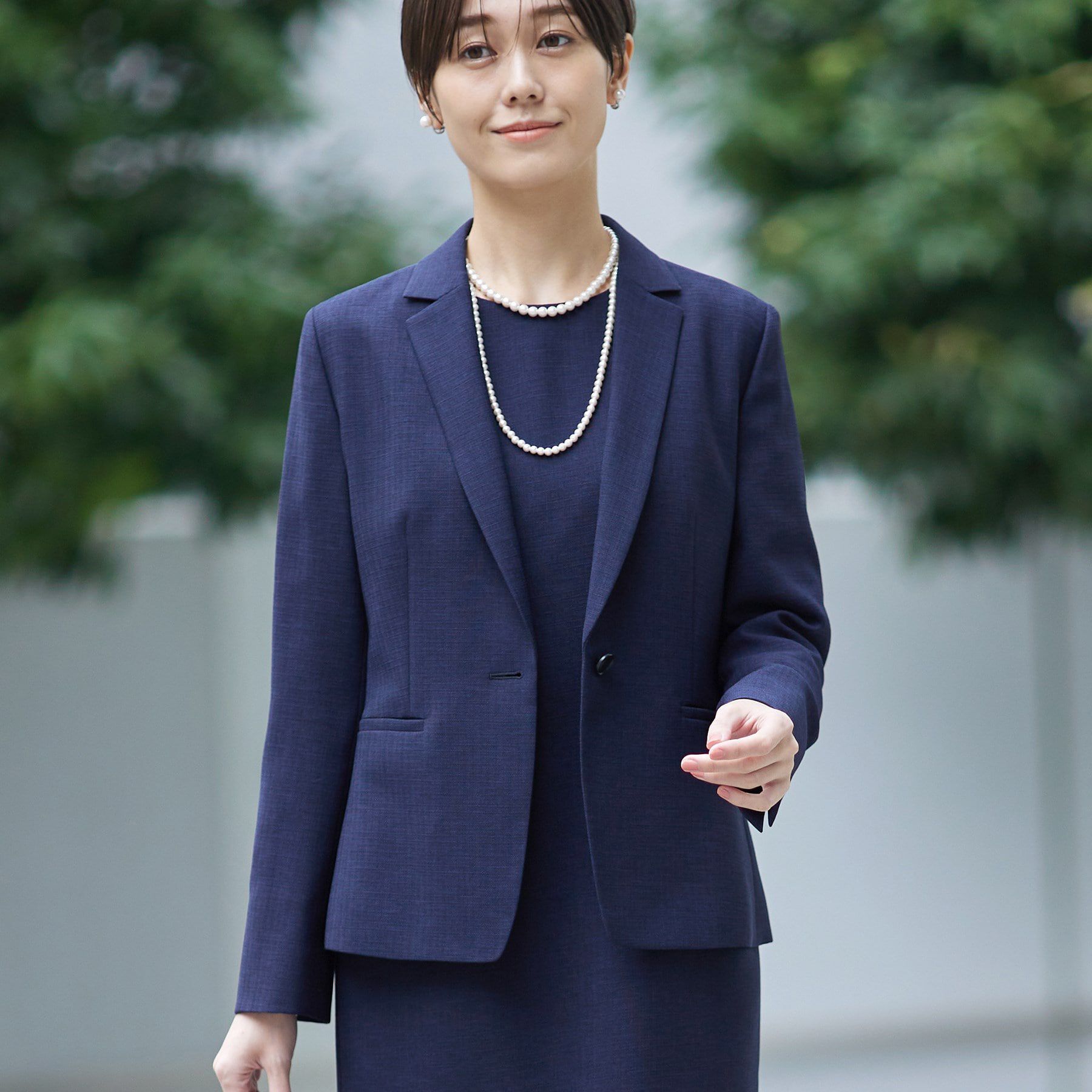 INDIVI「【洗える／スーツ】テーラードカラージャケット」|スーツ|ネイビー(094)