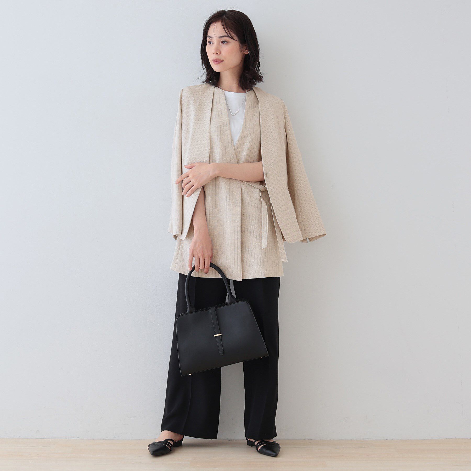 INDIVI「【こなれSETUP】リネンライクノーカラージャケット」|ノーカラージャケット|