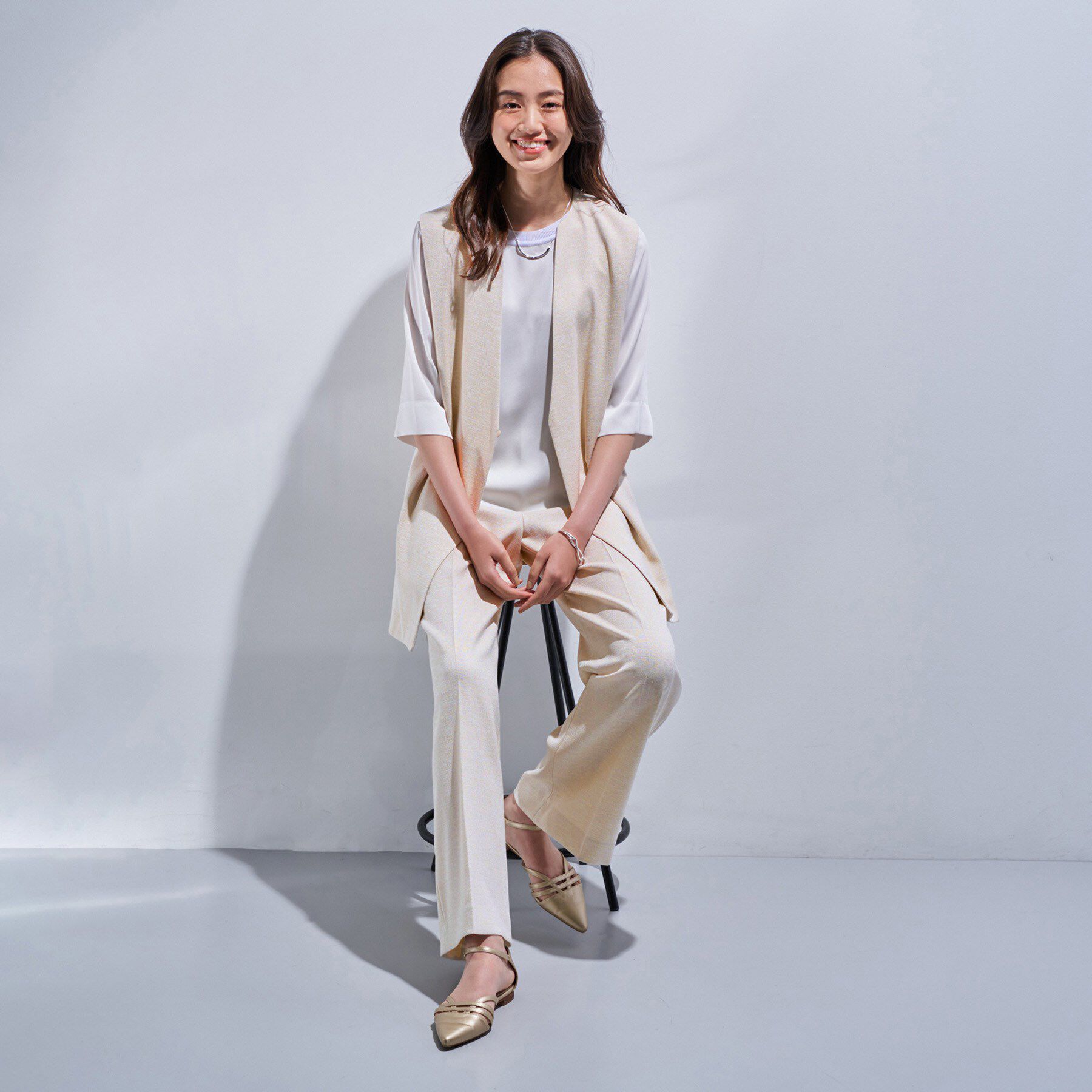 INDIVI「【こなれSETUP】リネンライクジレジャケット」|ベスト・ジレ|