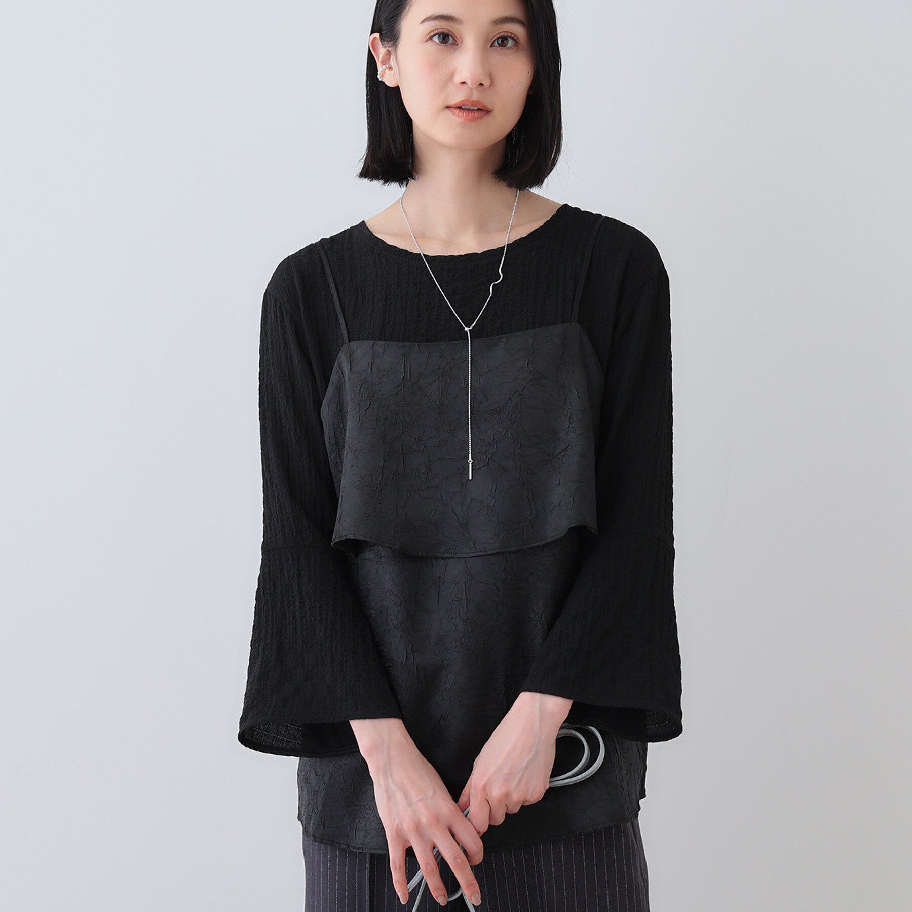 INDIVI「【2点セット／洗える】カセット服 キャミ＆ブラウス セットトップス」|その他|