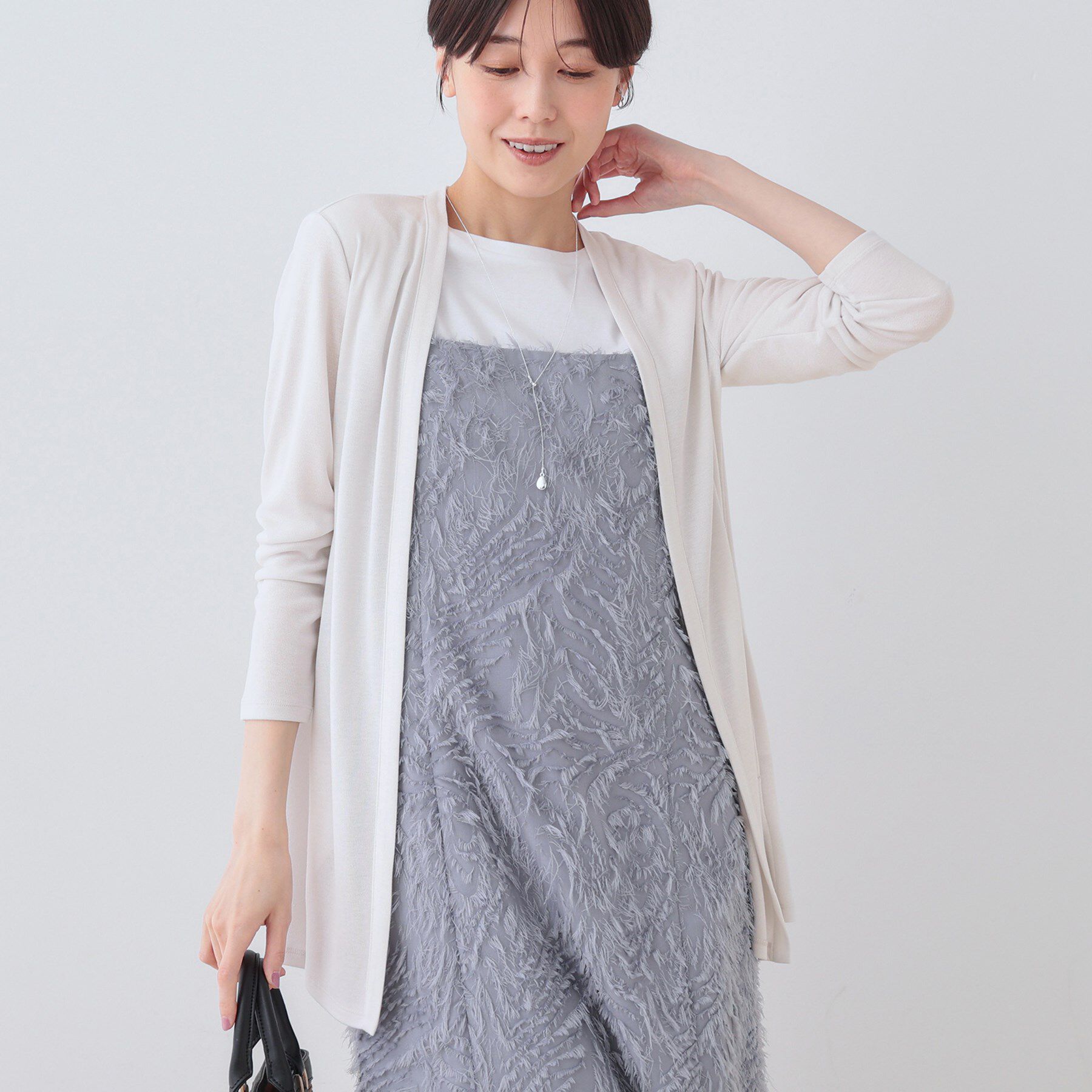 INDIVI「【UVケア／接触冷感】ベーシック着流しカーディガン」|カーディガン|ライトグレー(611