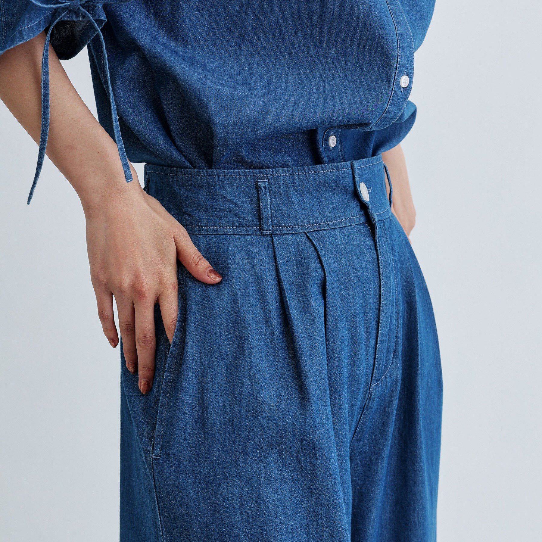 GALLEST「【セットアップ可能】ダンガリータックフレアパンツ」|その他|