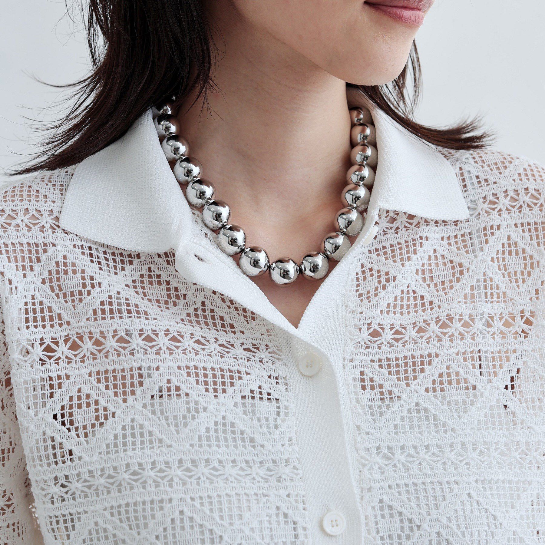 GALLEST「ハーフスリーブレースポロ」|シャツ・ブラウス|