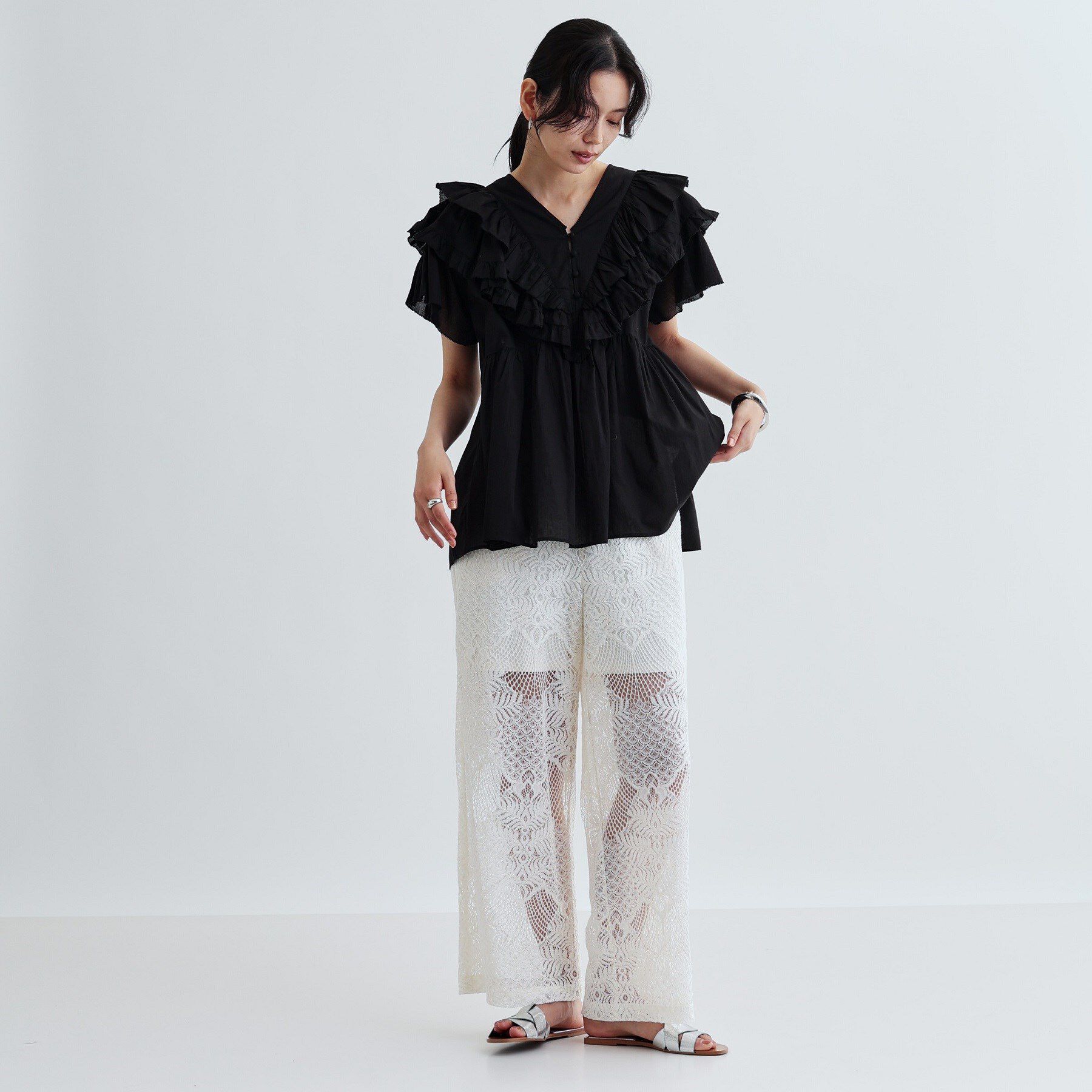 GALLEST「フリルレイヤードコットンブラウス」|シャツ・ブラウス|