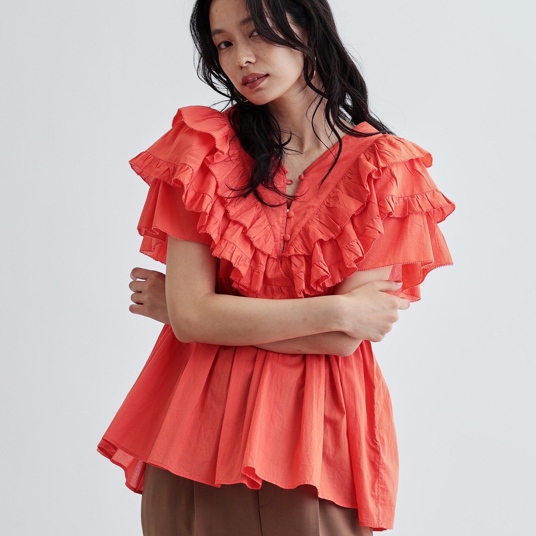 GALLEST「フリルレイヤードコットンブラウス」|シャツ・ブラウス|