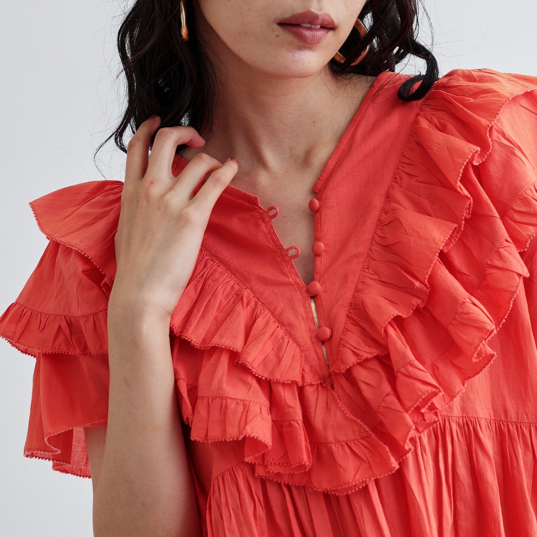 GALLEST「フリルレイヤードコットンブラウス」|シャツ・ブラウス|