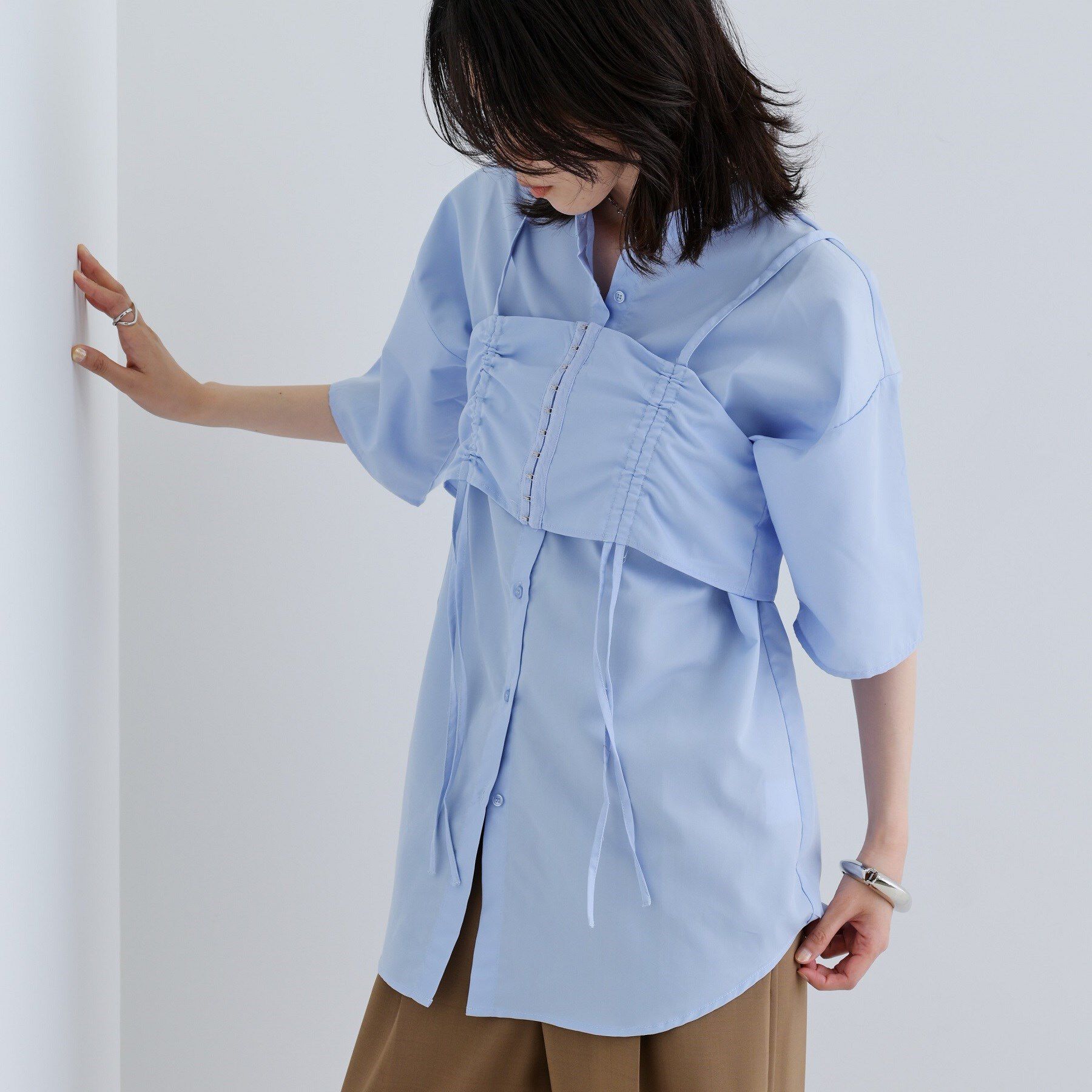 GALLEST「【一部店舗限定】ベアトップ付き半袖ワイドシャツ」|シャツ・ブラウス|