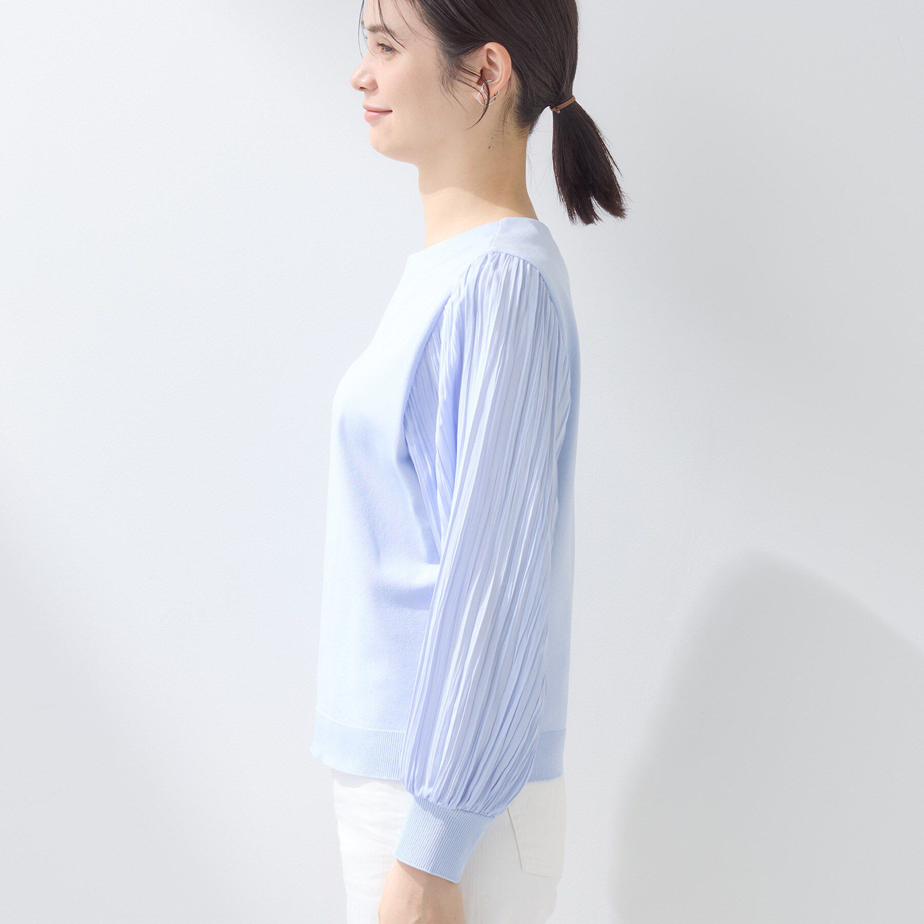 INDIVI「【洗える／華やか】袖プリーツニット」|ニット・セーター|