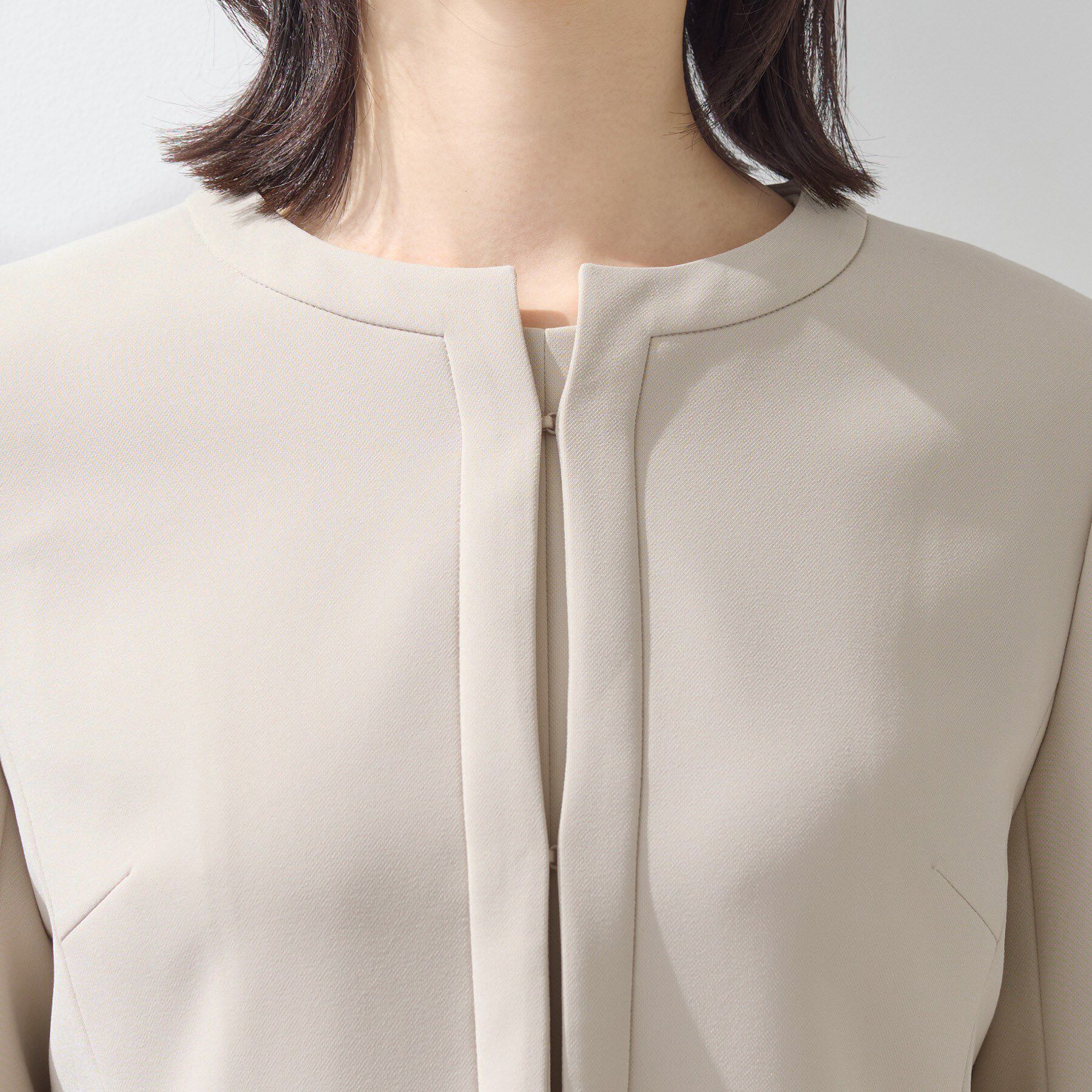 INDIVI「【上品光沢／セレモニー／SETUP可能】切り替えデザインジャケット」|ノーカラージャケット|