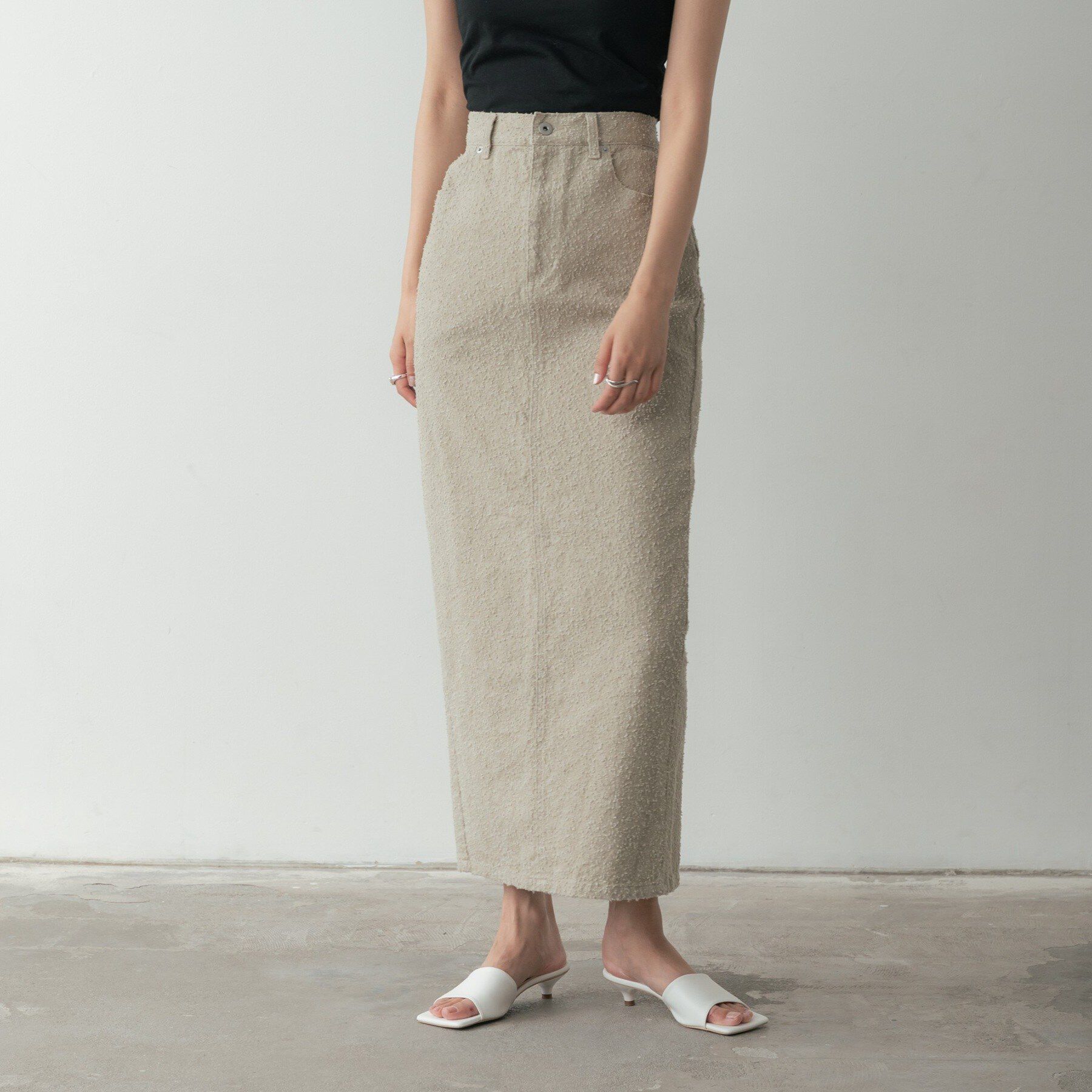 GALLEST「グレイニーコットンタイトスカート」|スカート|ライトベージュ(05