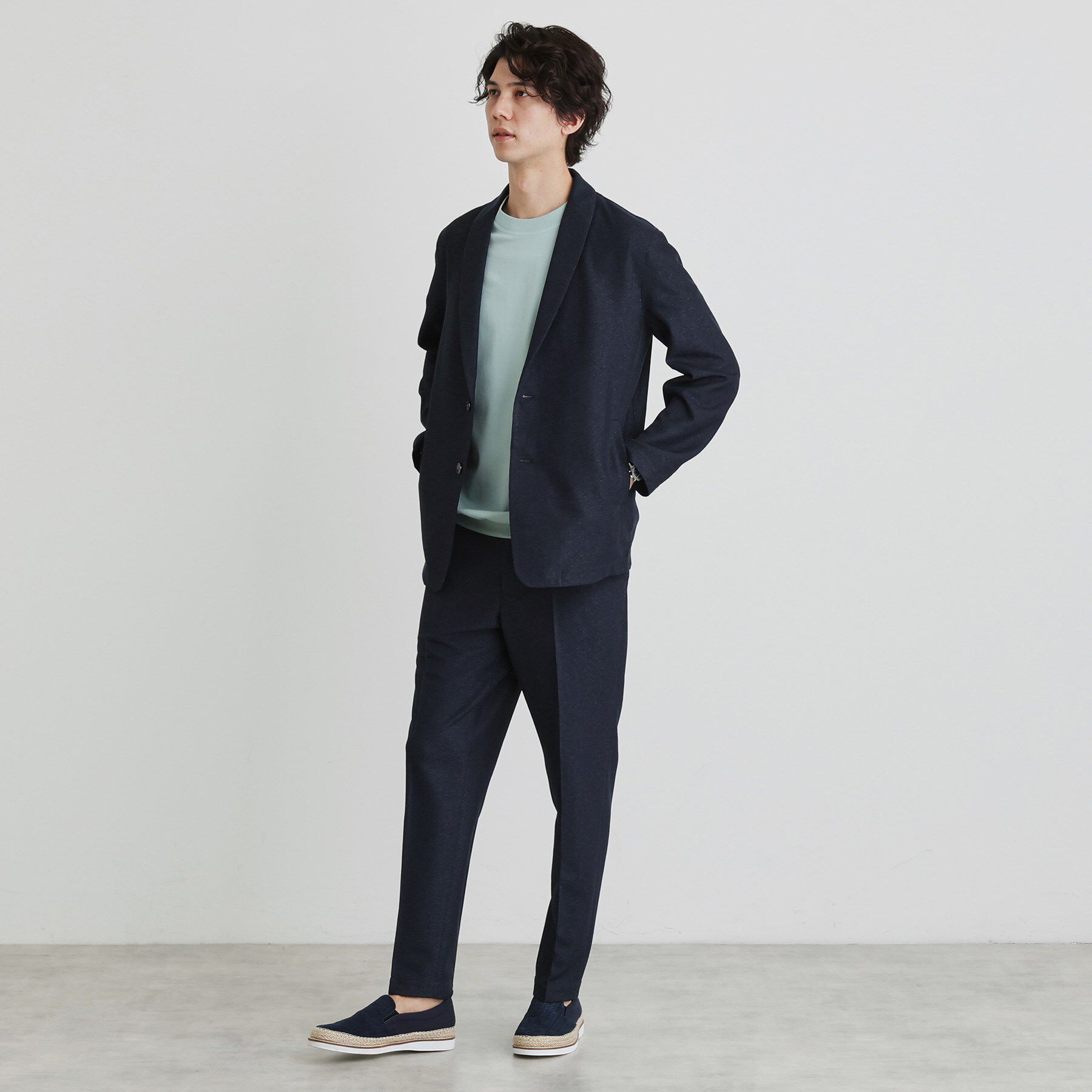 TAKEO KIKUCHI「【尾州織】後染め ドビーメッシュ ショール羽織り」|カーディガン|