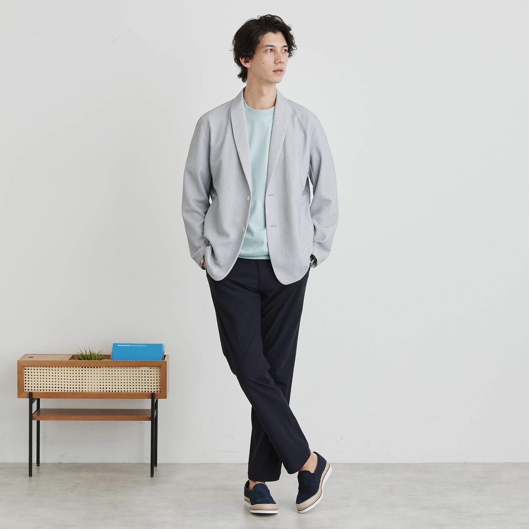 TAKEO KIKUCHI「【尾州織】後染め ドビーメッシュ ショール羽織り」|カーディガン|