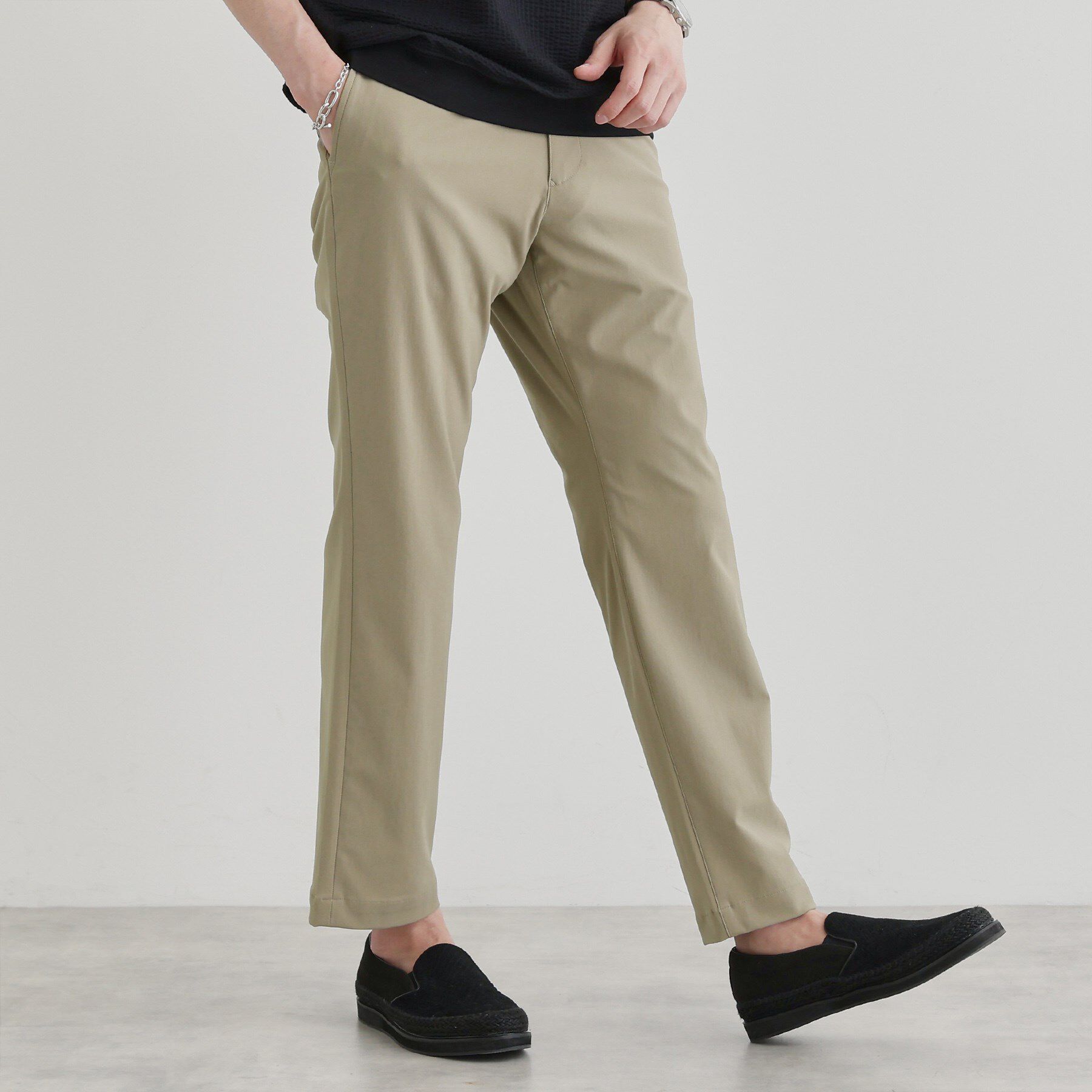 TAKEO KIKUCHI「サイドゴアウエスト ストレートパンツ」|その他|ピンクベージュ(05