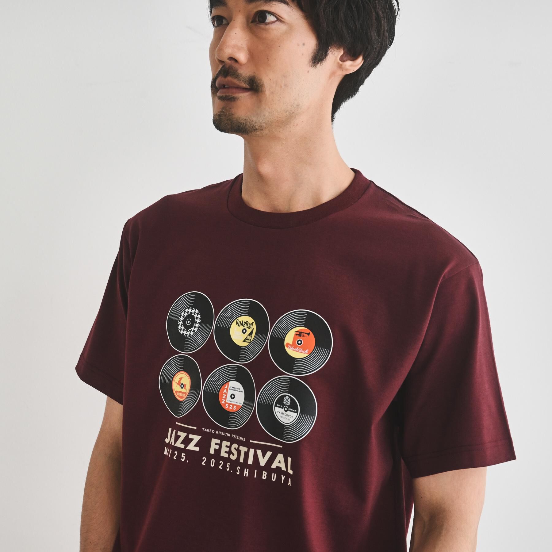 TAKEO KIKUCHI「レコードプリント 天竺 Tシャツ」|Tシャツ・カットソー|