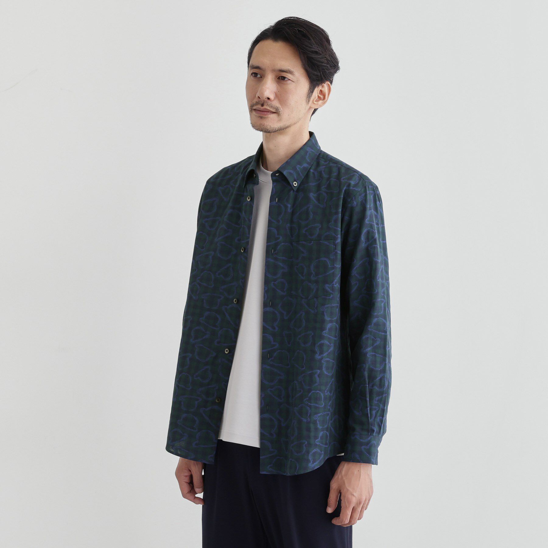 TAKEO KIKUCHI「チェックボーラーガーゼシャツ」|シャツ・ブラウス|ブルー(293)