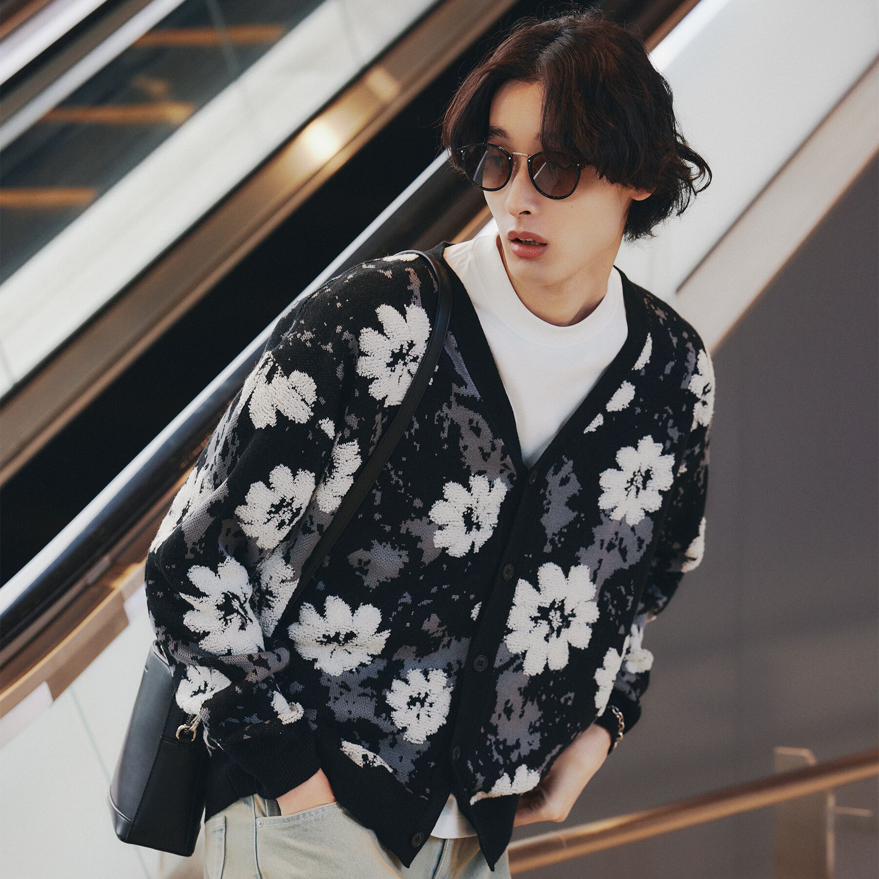 tk.TAKEO KIKUCHI「フラワージャカードカーディガン」|カーディガン|