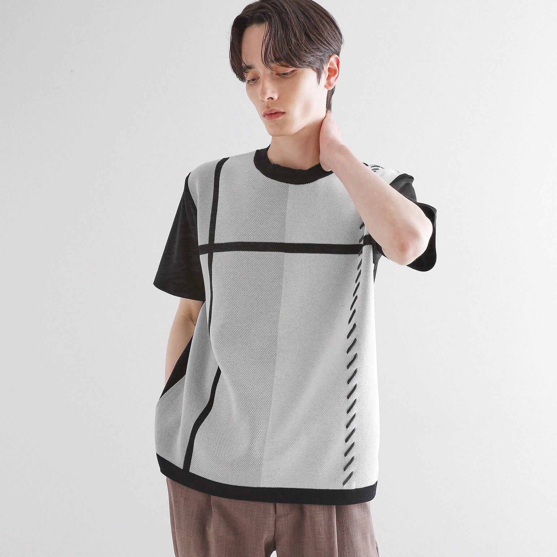 tk.TAKEO KIKUCHI「ニットドッキングクロスオーバー」|Tシャツ・カットソー|