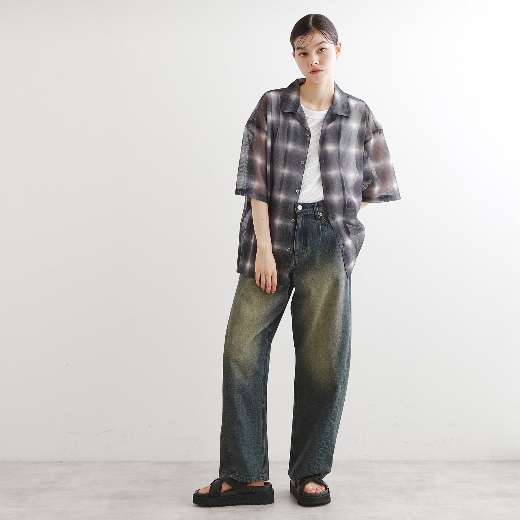 tk.TAKEO KIKUCHI「メッシュオンブレ―チェックシャツ」|シャツ・ブラウス|