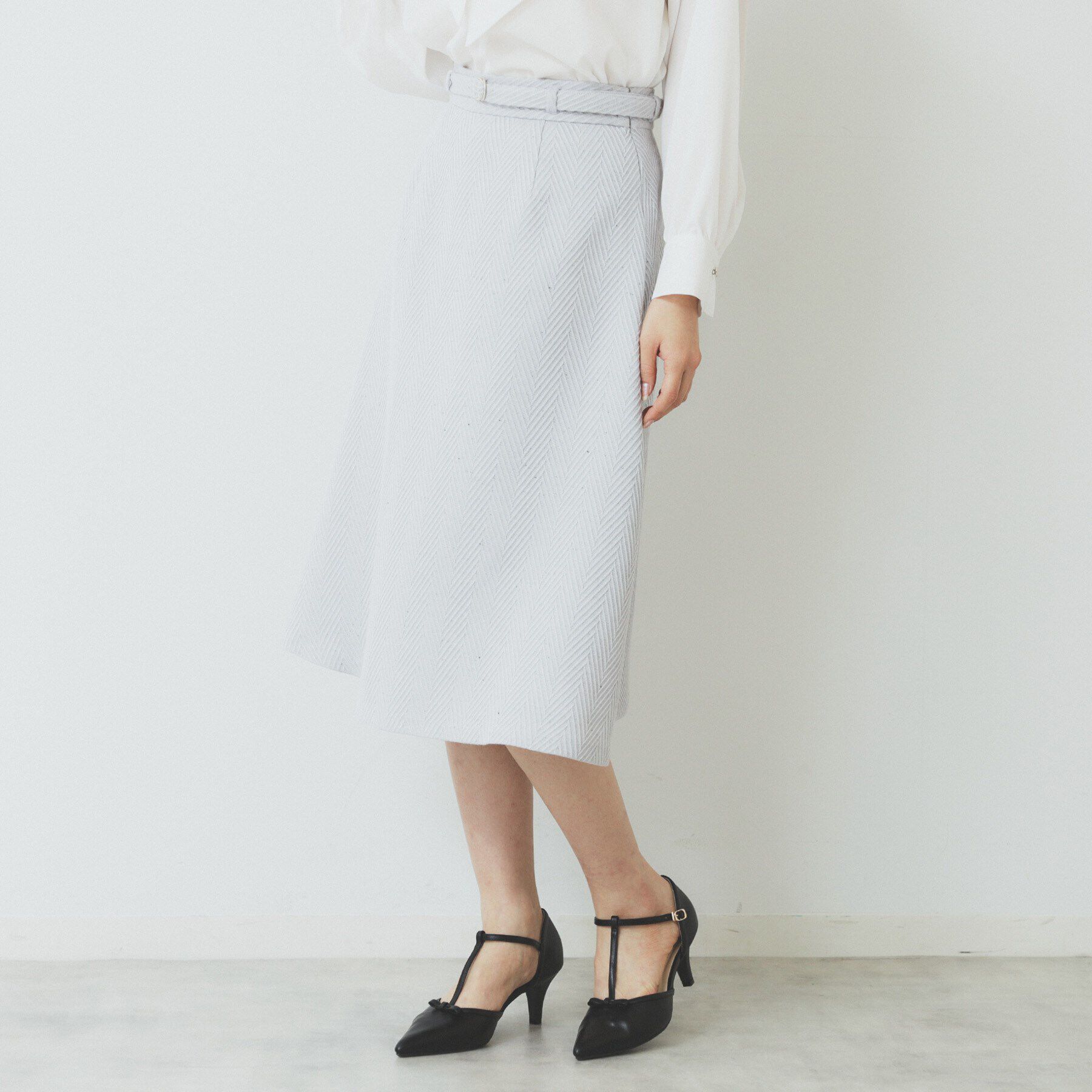 index「ツイードヘリンボーンフレアスカート【洗濯機洗い可/イージーアイロン】」|スカート|