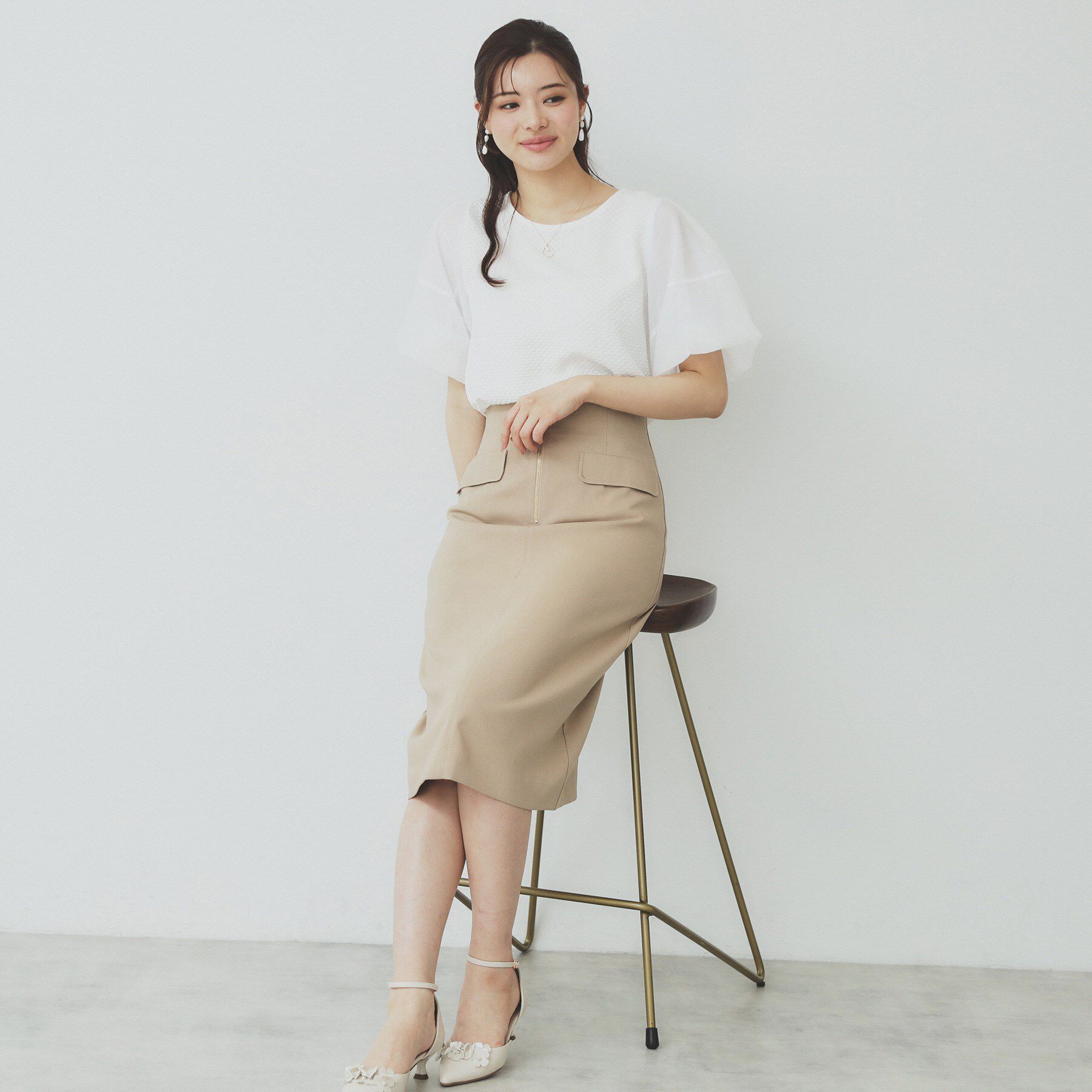 index「シアーバルーンスリーブトップス【洗濯機洗い可】」|Tシャツ・カットソー|