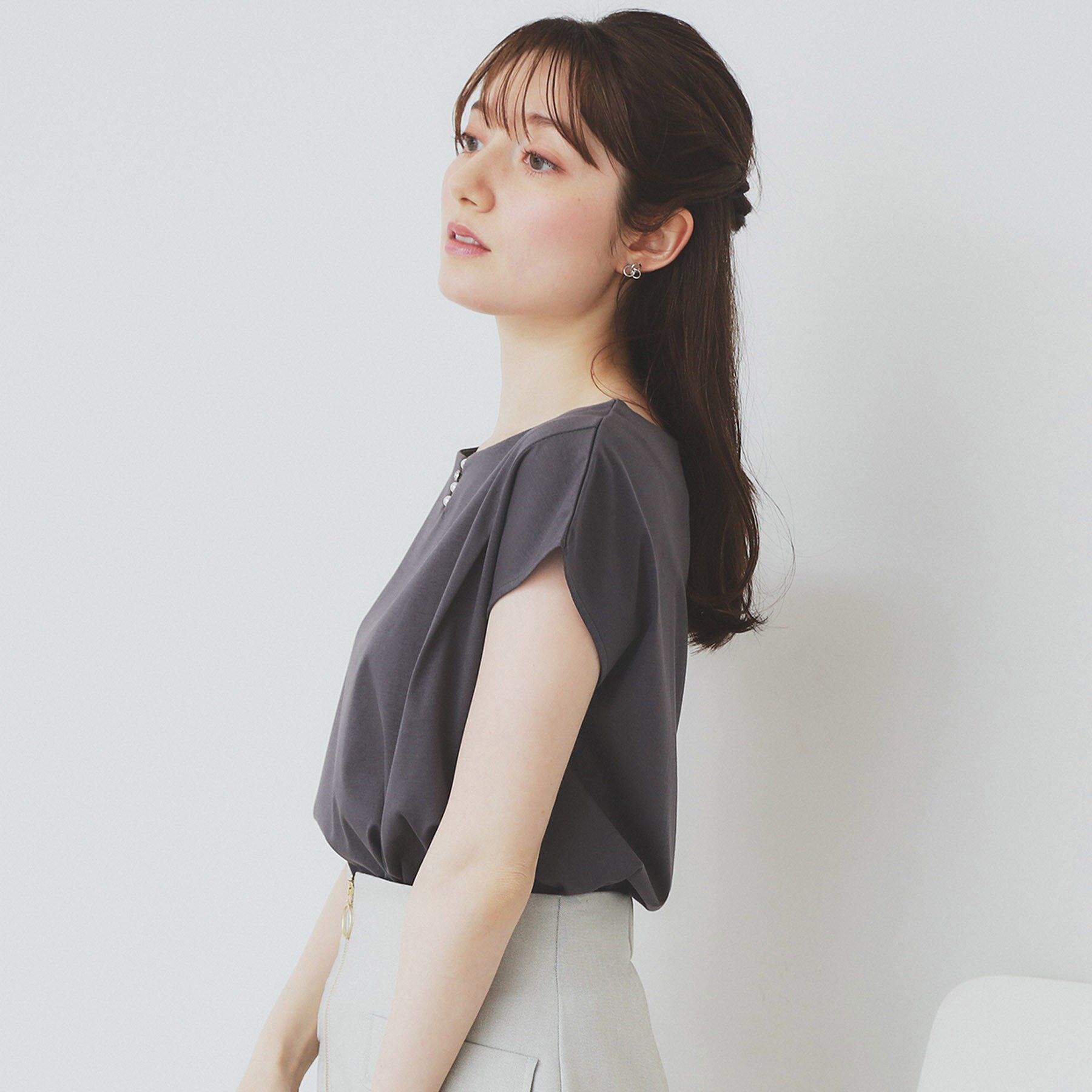 index「《6色展開/XS-3サイズ》キーネックビジュートップス【UV/接触冷感/洗濯機洗い可】」|Tシャツ・カットソー|