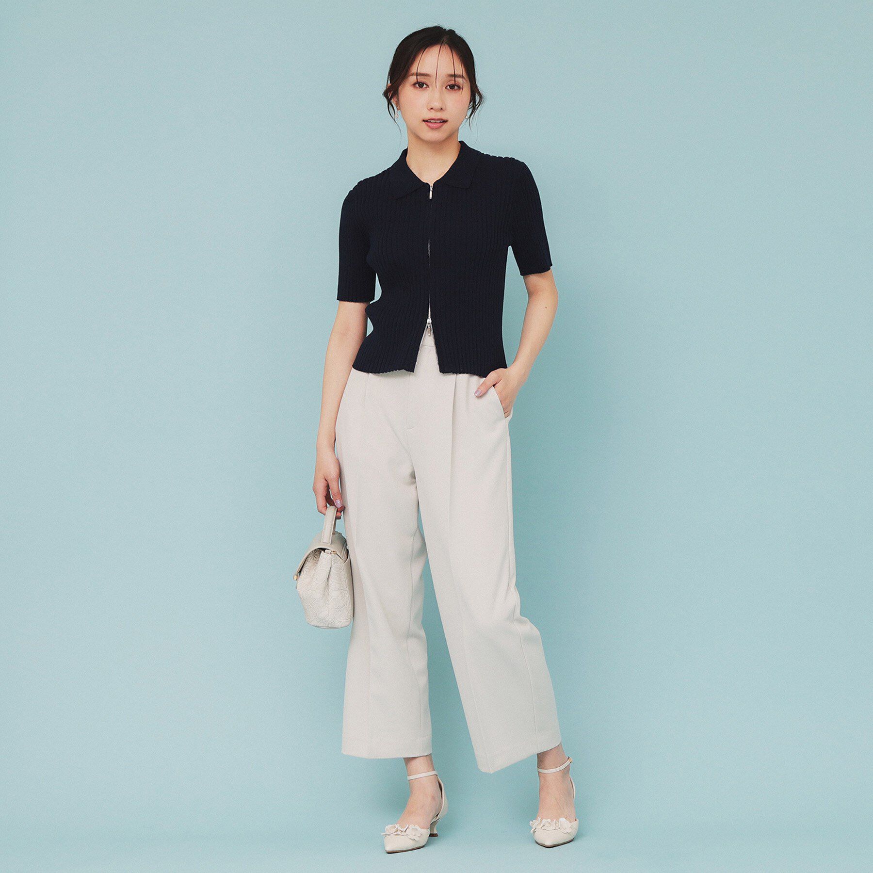 index「マルチボーダーダブルジップニット【洗濯機洗い可】」|カーディガン|