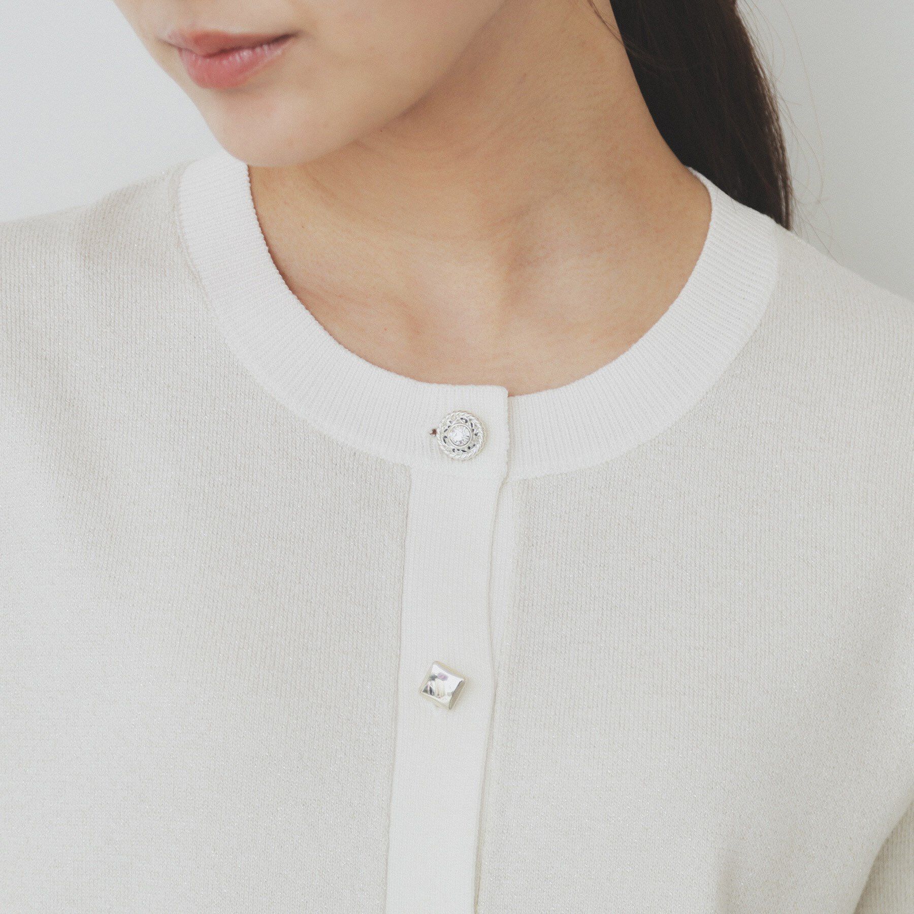 index「ラメバイカラー半袖カーディガン【洗濯機洗い可】」|カーディガン|