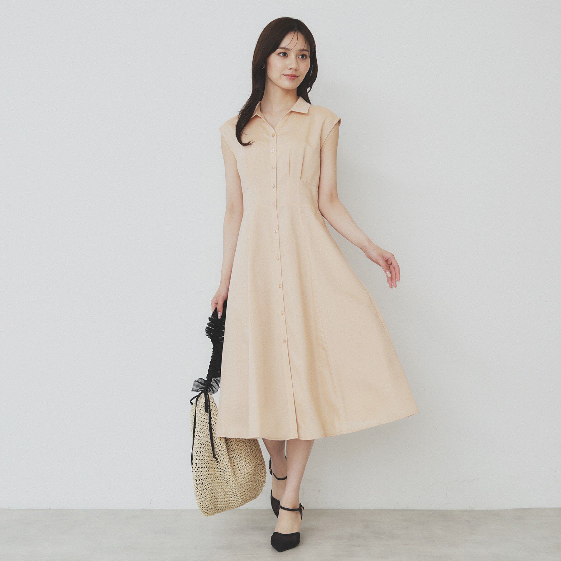 index「リネンライクシャツワンピース【洗濯機洗い可】」|ワンピース|