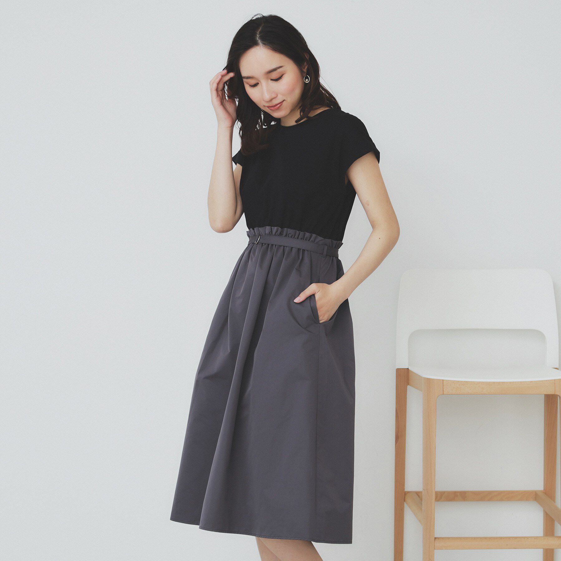 index「ドッキングフレアワンピース【洗濯機洗い可】」|ワンピース|