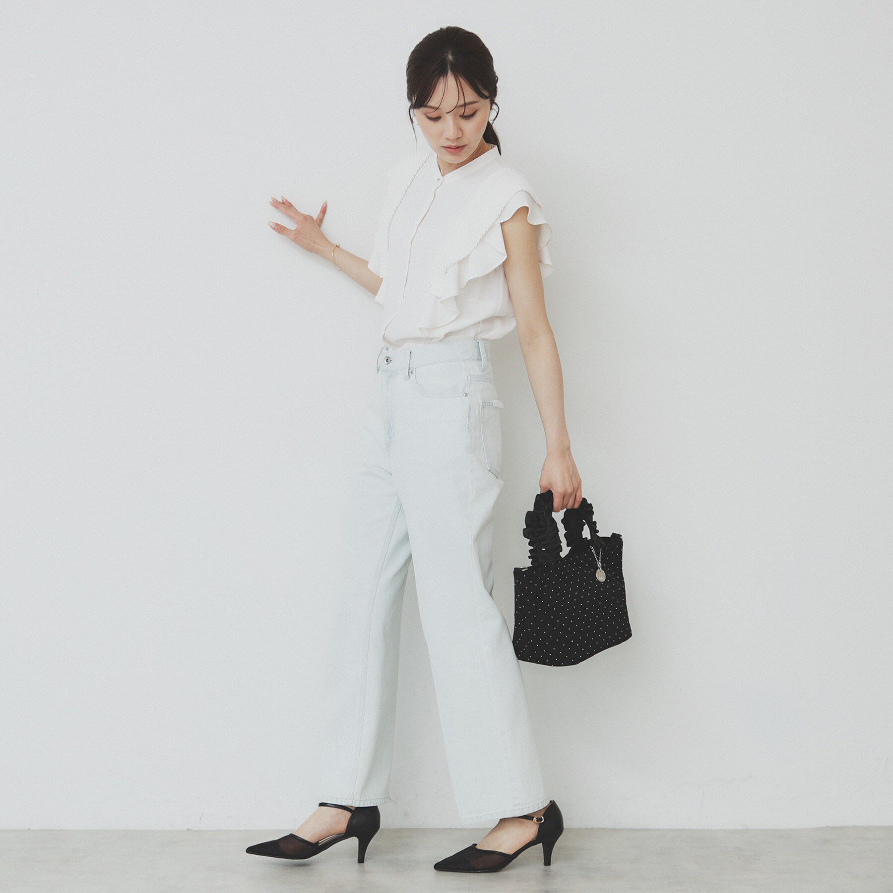 index「プリーツフリルバンドカラーブラウス【洗濯機洗い可/イージーアイロン】」|シャツ・ブラウス|