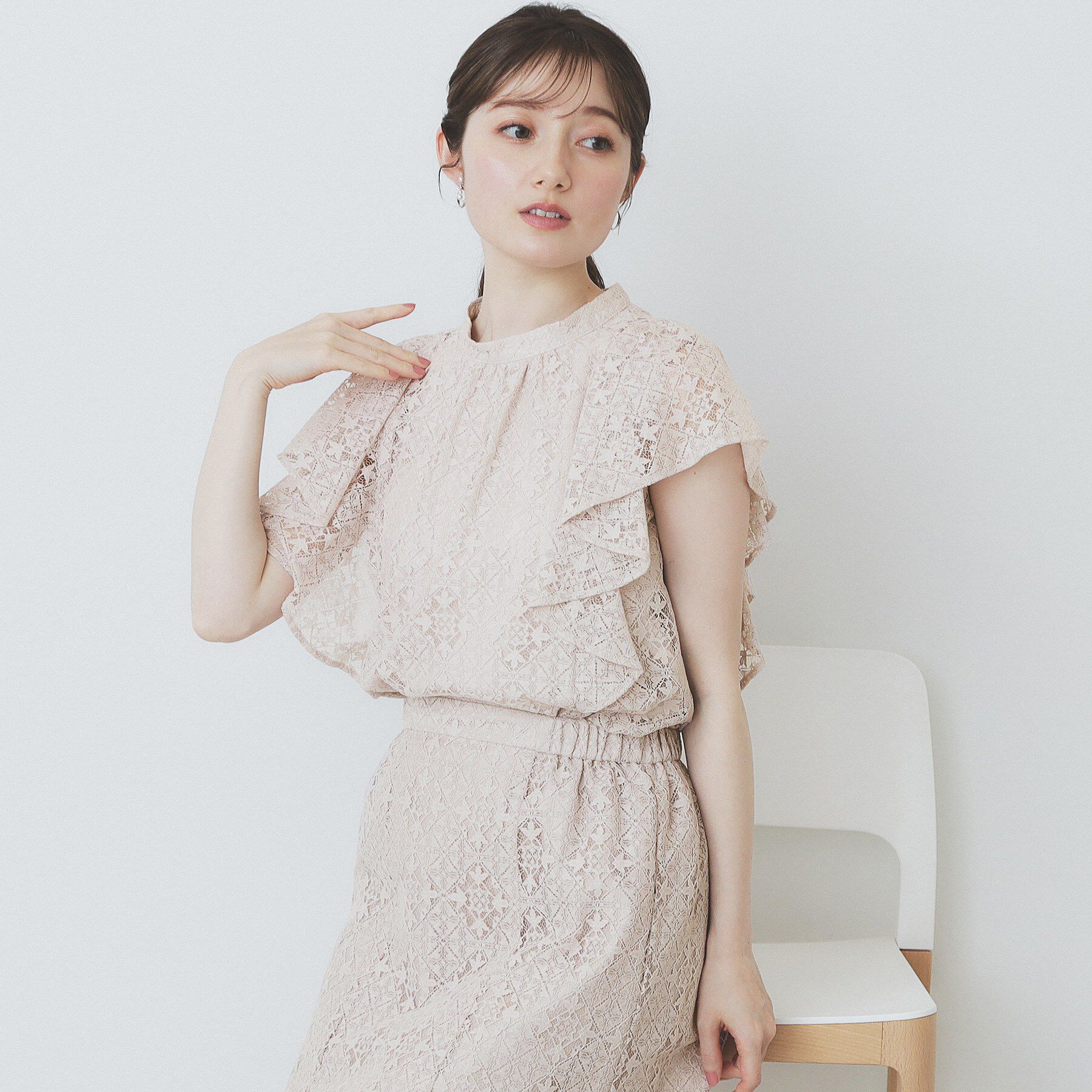 index「ジオメレースフレアスリーブブラウス/セットアップ対応【洗濯機洗い可】」|シャツ・ブラウス|