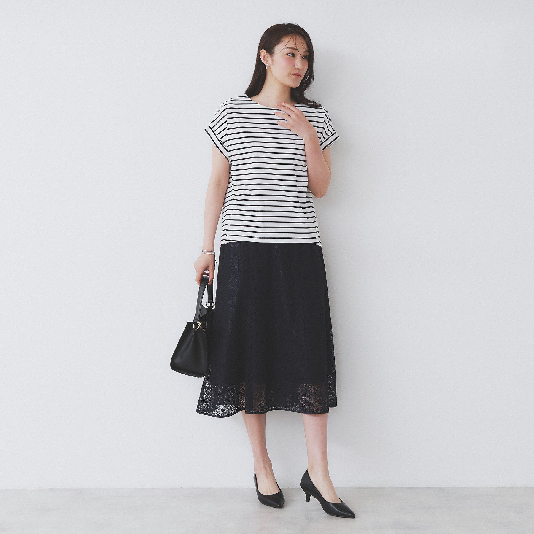 index「《S-3Lサイズ》サイドパール調ボタンボクシートップス【洗濯機洗い可/UVケア/接触冷感】」|Tシャツ・カットソー|