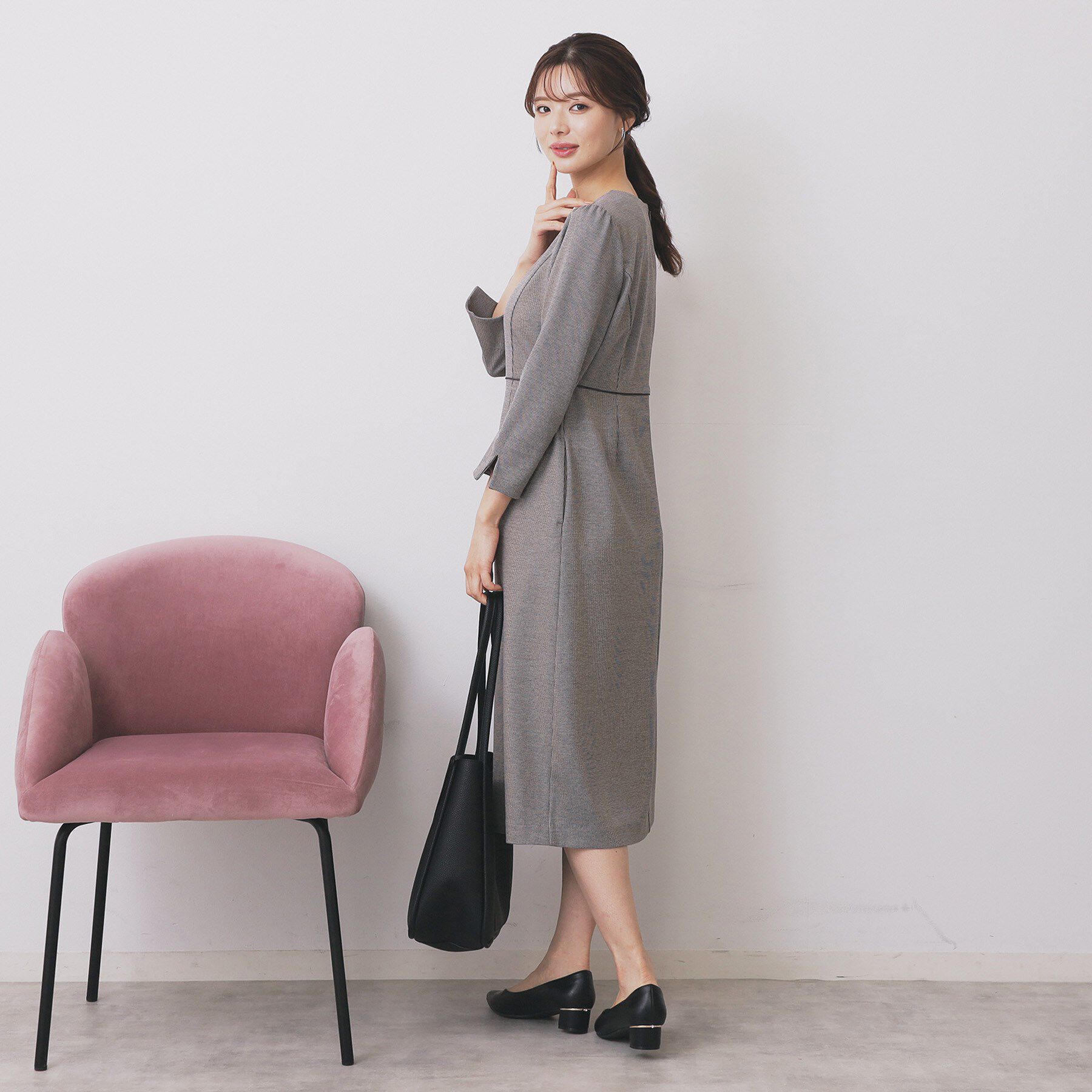 index「ストレッチキーネックワンピース【洗濯機OK/イージーアイロン】」|ワンピース|